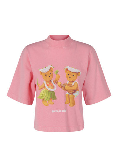 Dancing Bears Cropped T-Shirt - Pink