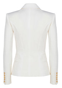 Grain de Poudre Double-Breasted Jacket - White.