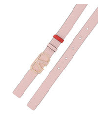 Reversible VLogo Signature Belt In Shiny Calfskin 20MM - Pink / Red