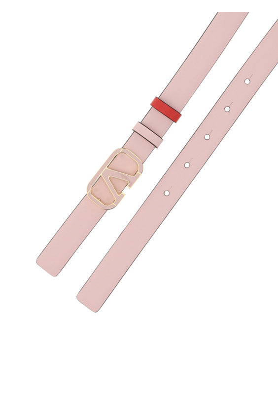 Reversible VLogo Signature Belt In Shiny Calfskin 20MM - Pink / Red