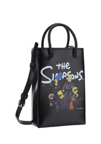 The Simpons TM &© 20TH Television Mini Shopping Bag In Shiny Calfskin - Black