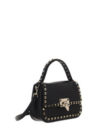 Small Rockstud Grainy Calfskin Handbag - Black