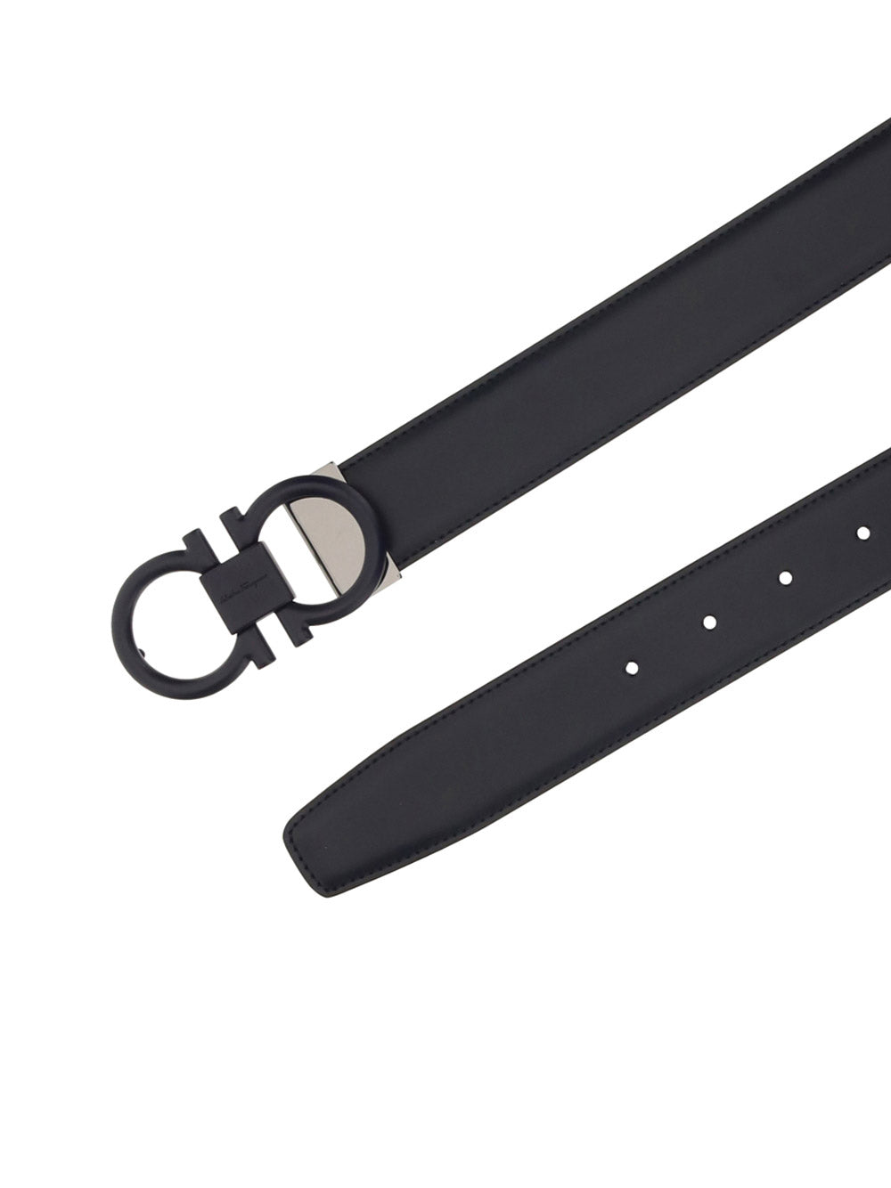 Adjustable And Reversible Gancini Belt - Blue Marine