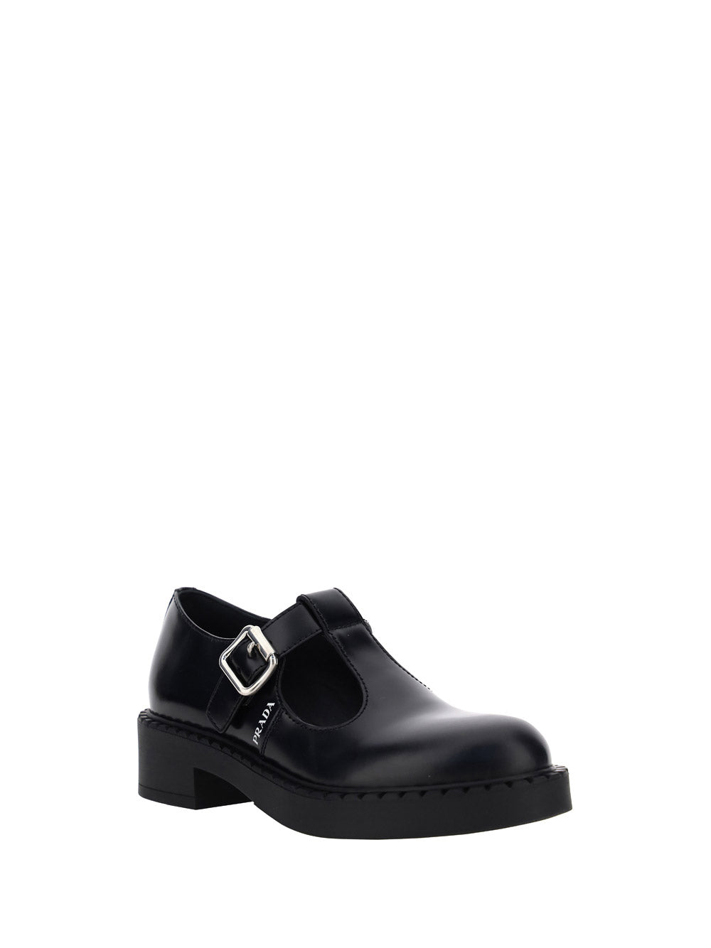 Brushed Leather Mary Jane T-strap Shoes - Black