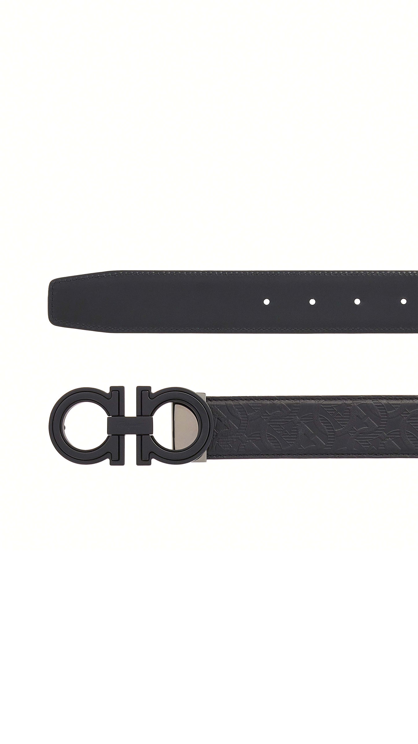 Reversible and Adjustable Gancini Belt - Black