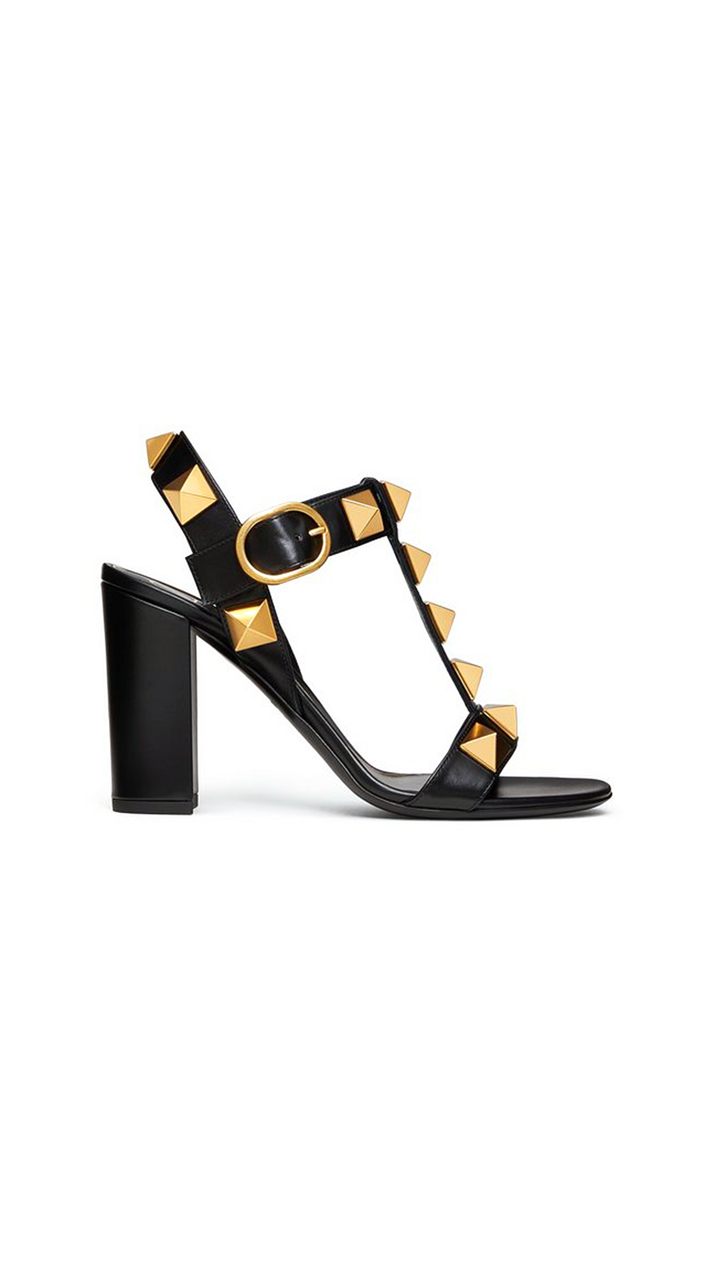 Roman Stud Calfskin Sandal - Black