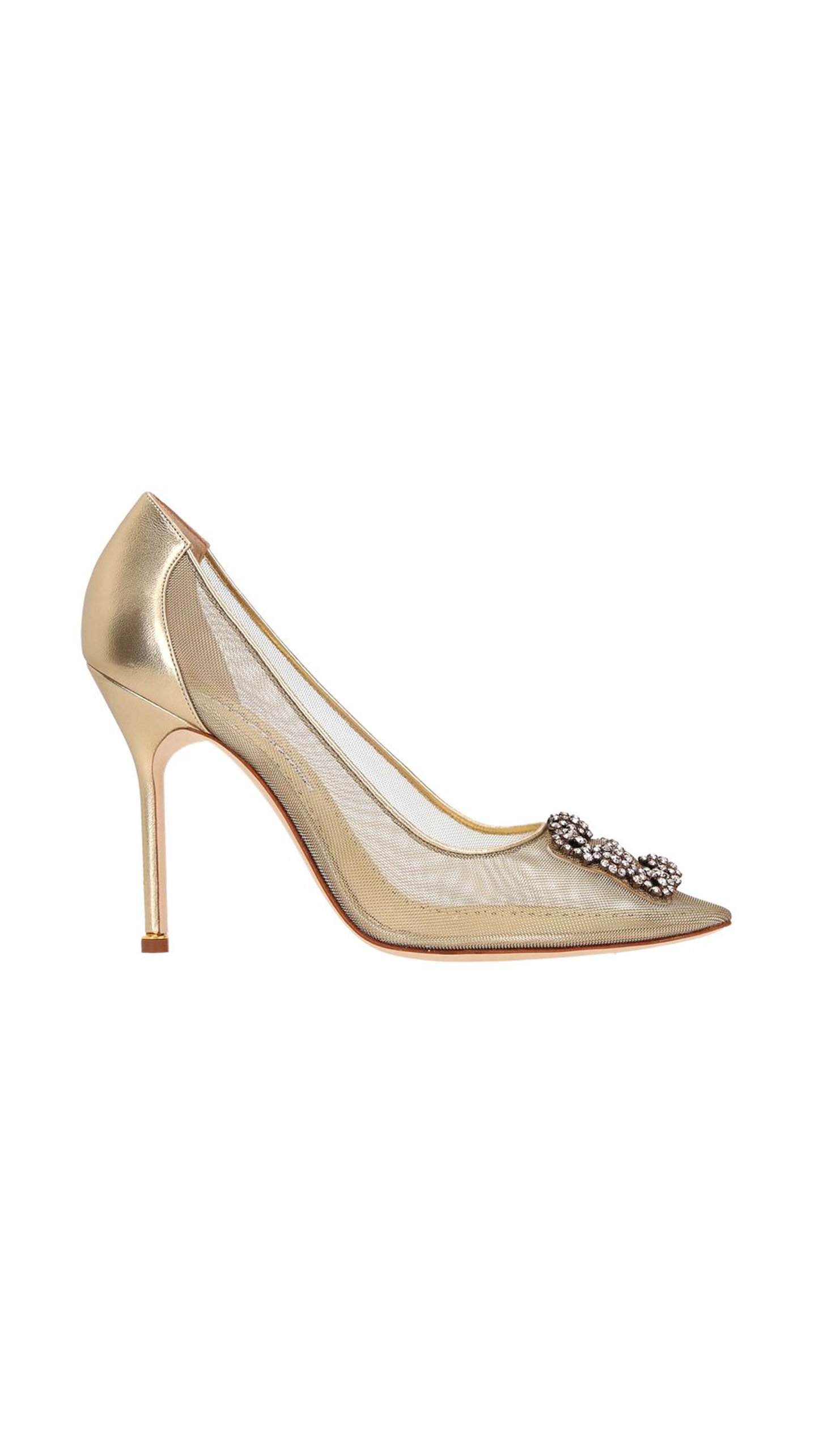 Gold Mesh Jewel Buckle Pumps