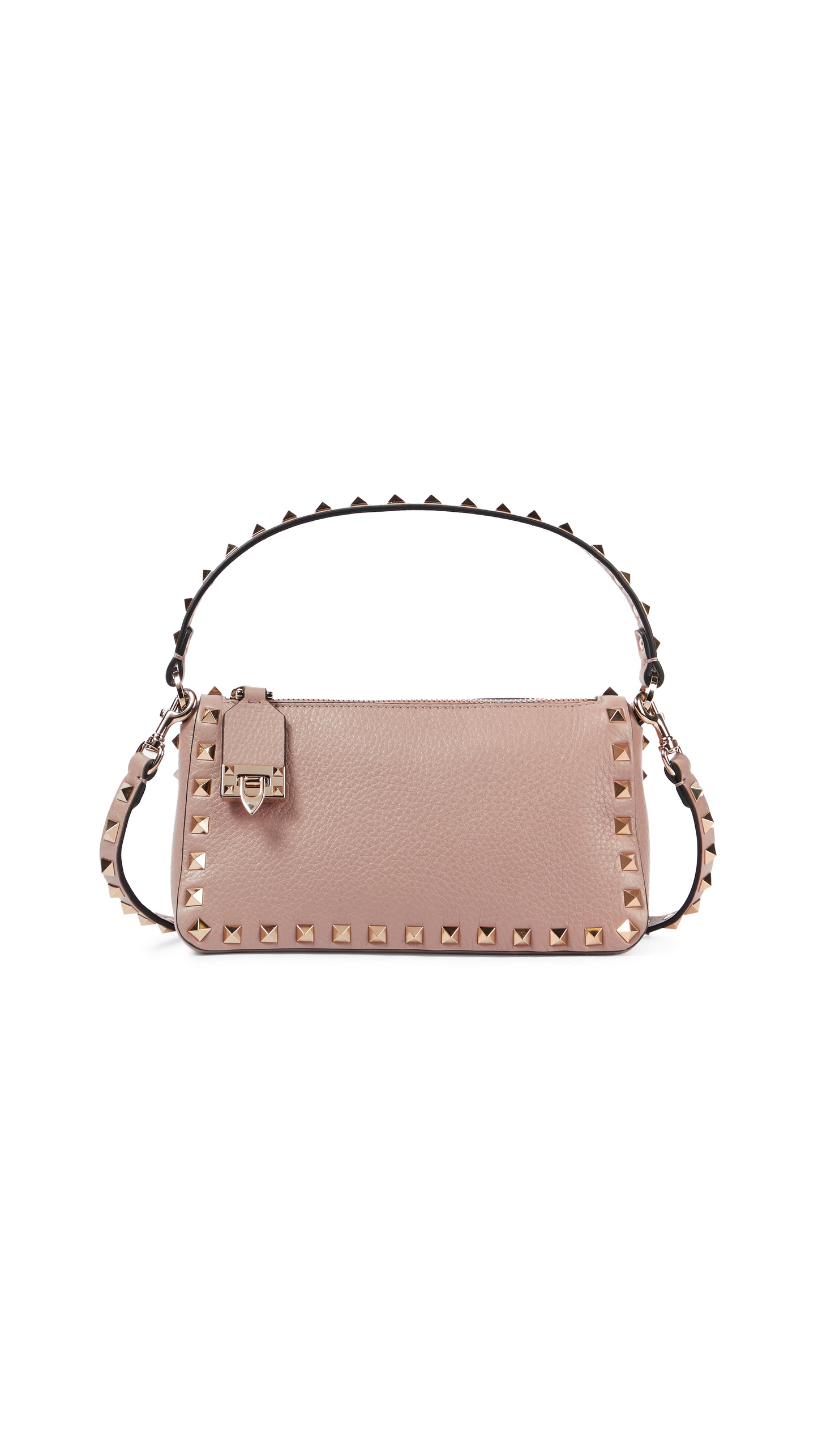Rockstud Grainy Calfskin Crossbody Bag - Poudre
