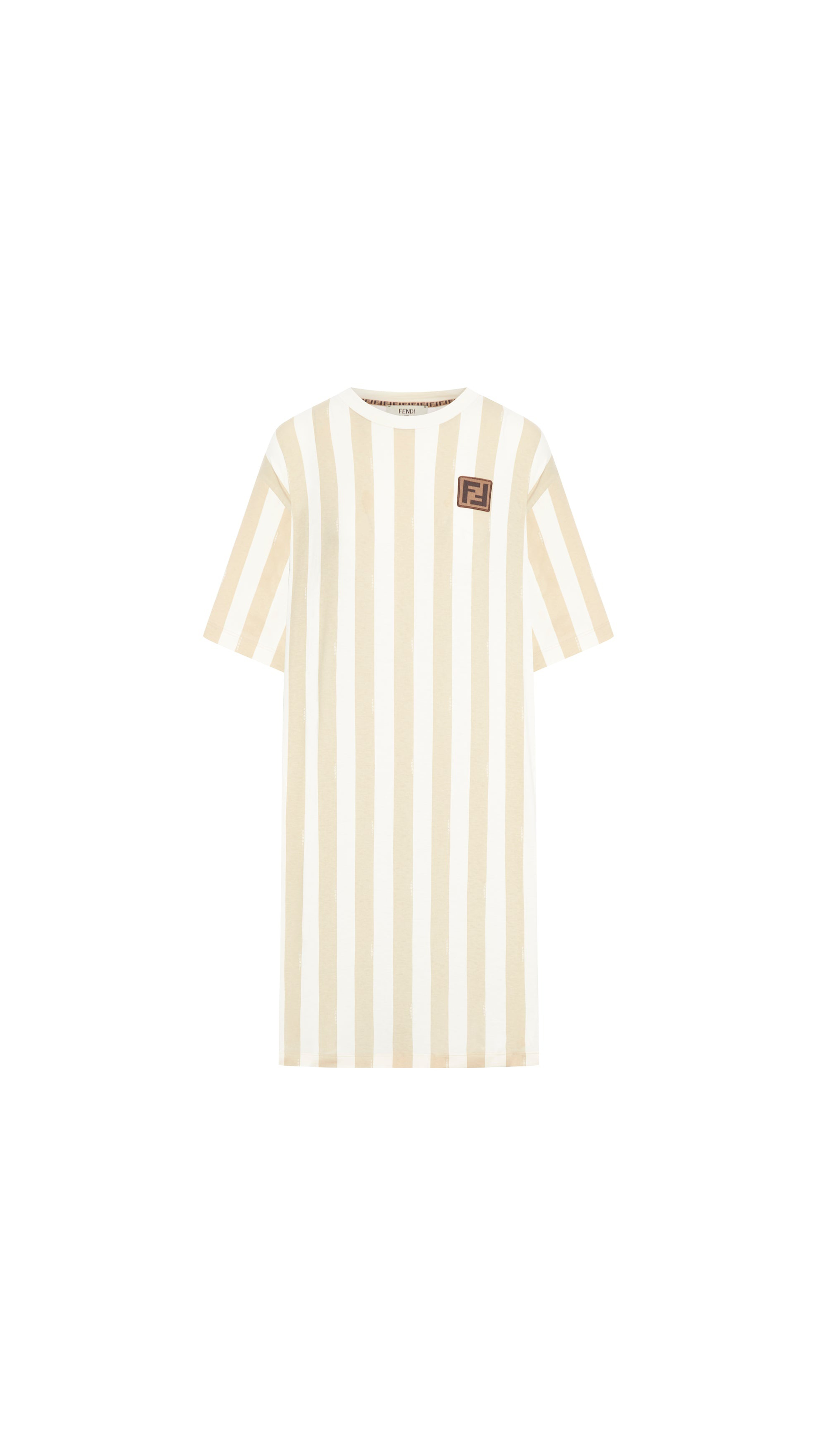 Pequin Linen Dress - White/Beige