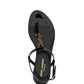 Cassandra Flat Sandals In Patent Leather With Gold-tone Monogram - Black