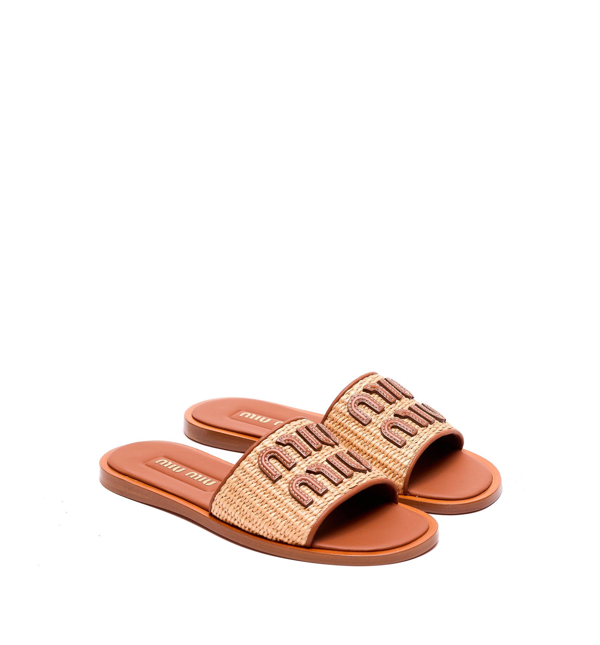 Canvas and leather slides