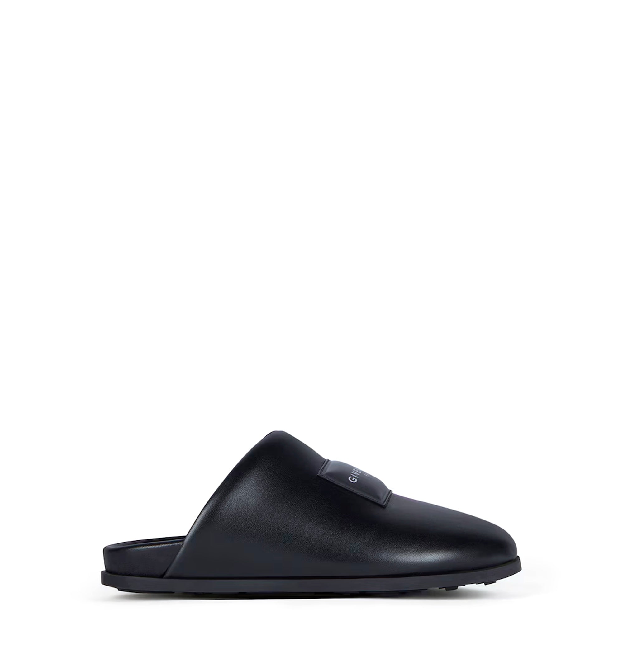 Label flat mules in nappa leather