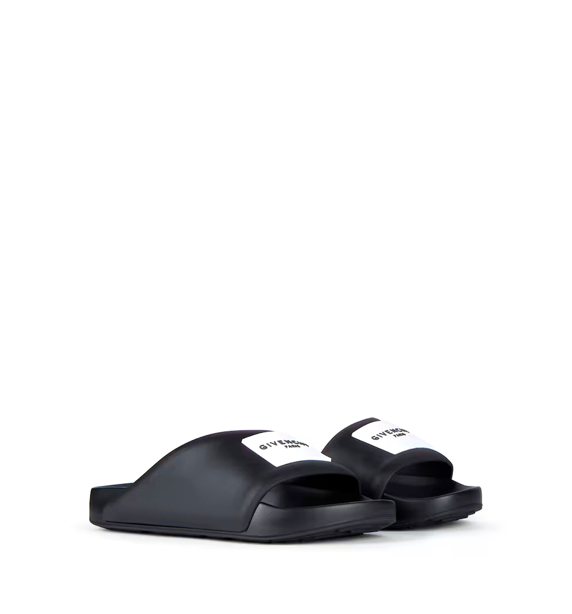 Label flat mules in rubber