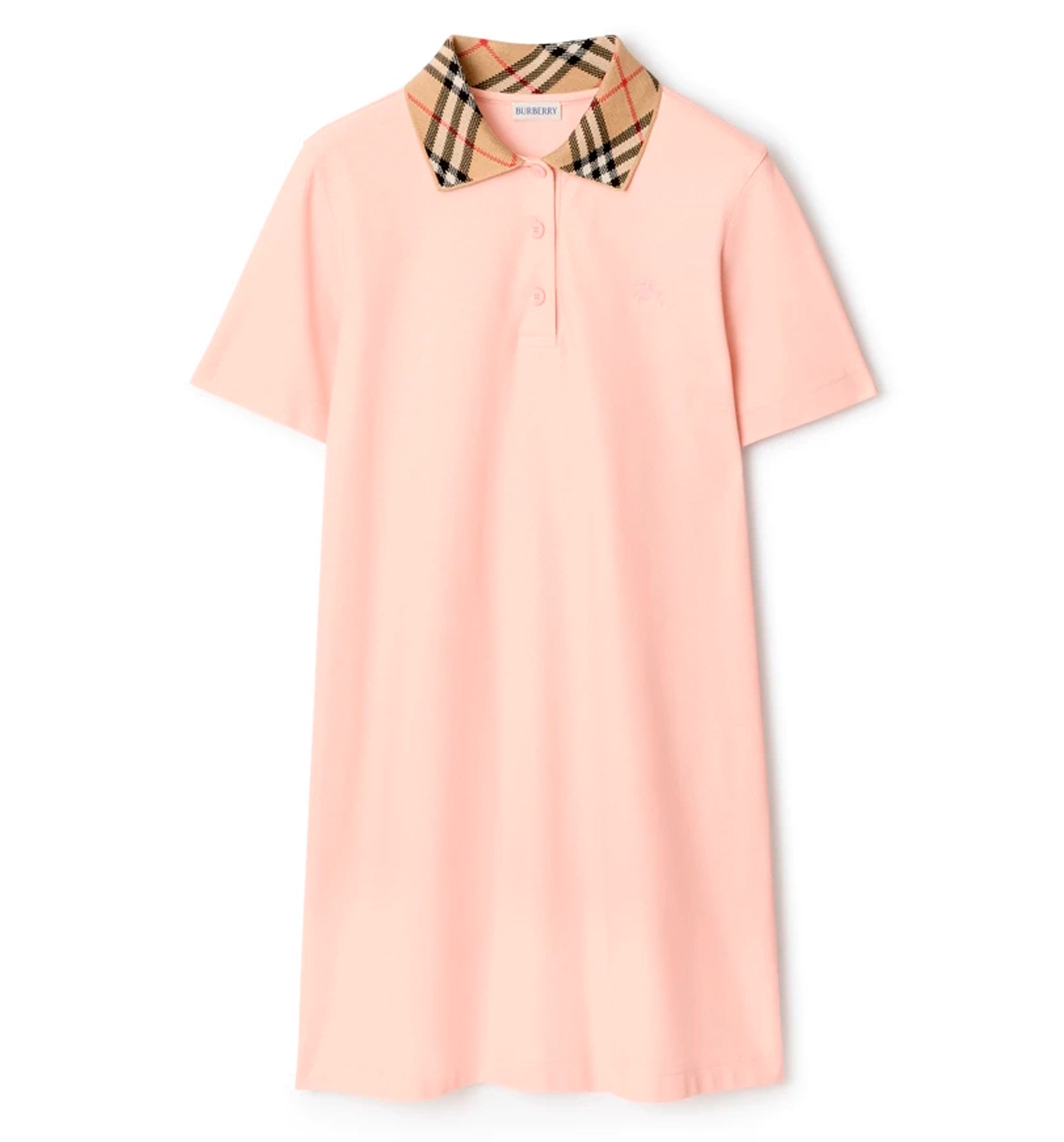 Check Collar Cotton Polo Shirt Dress