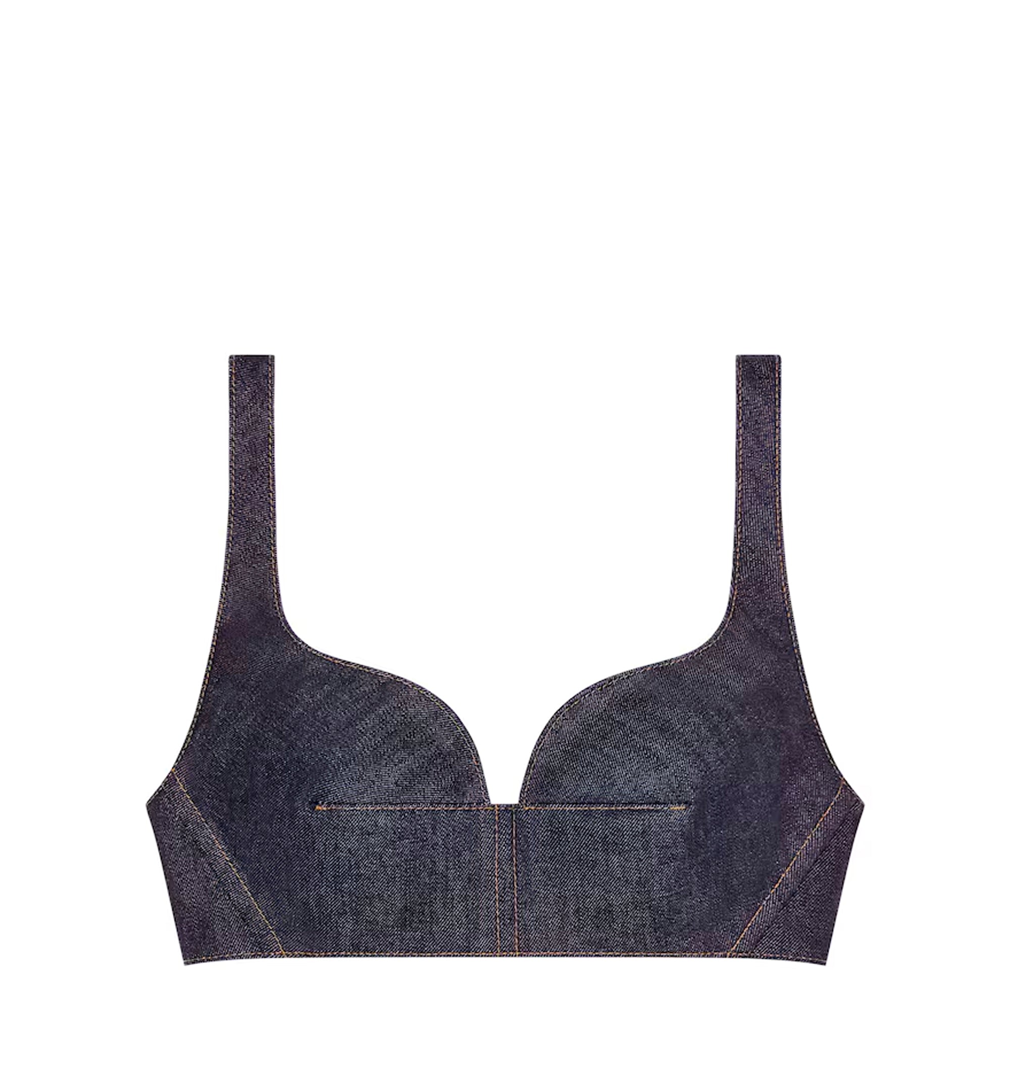 Bra top in raw denim