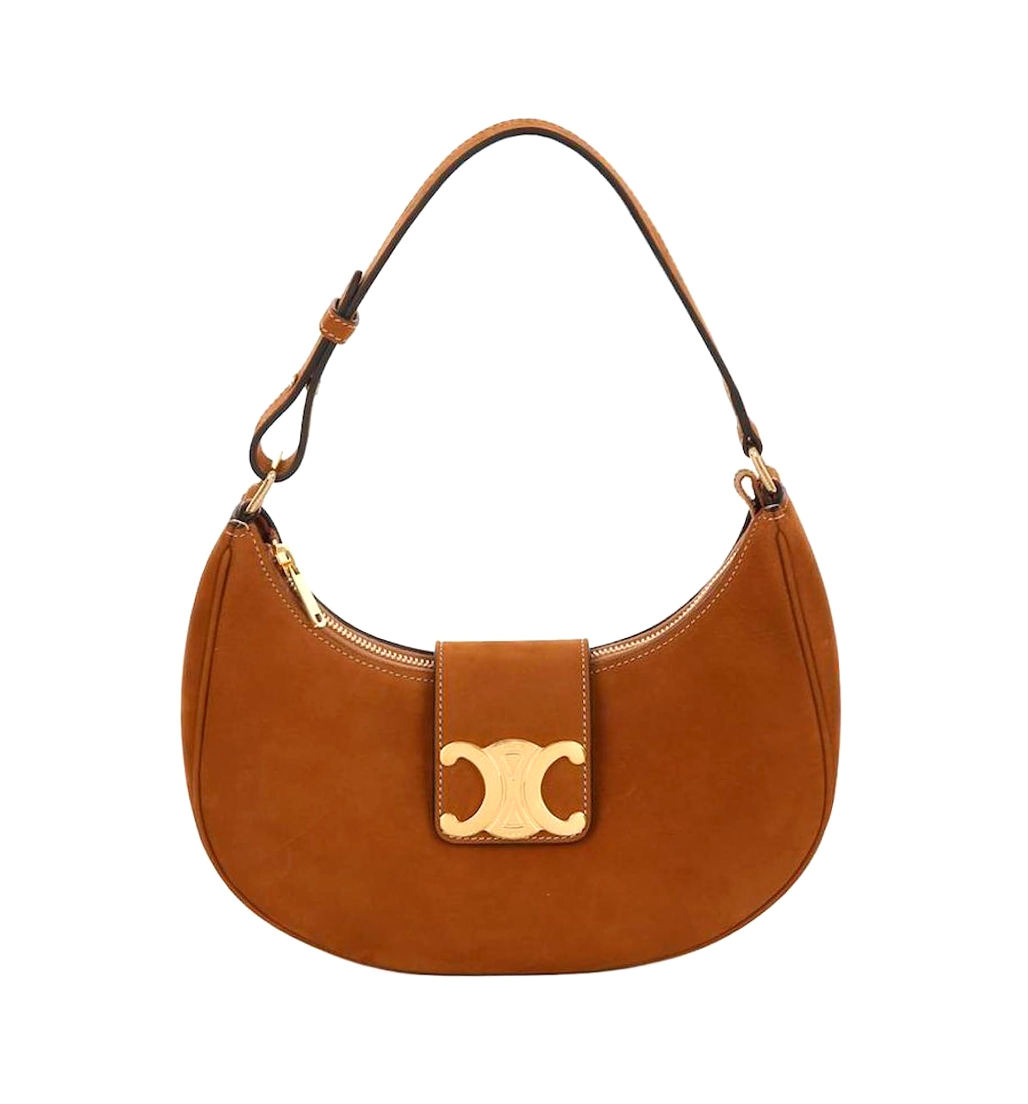 Ava Medium Triomphe Suede Shoulder Bag