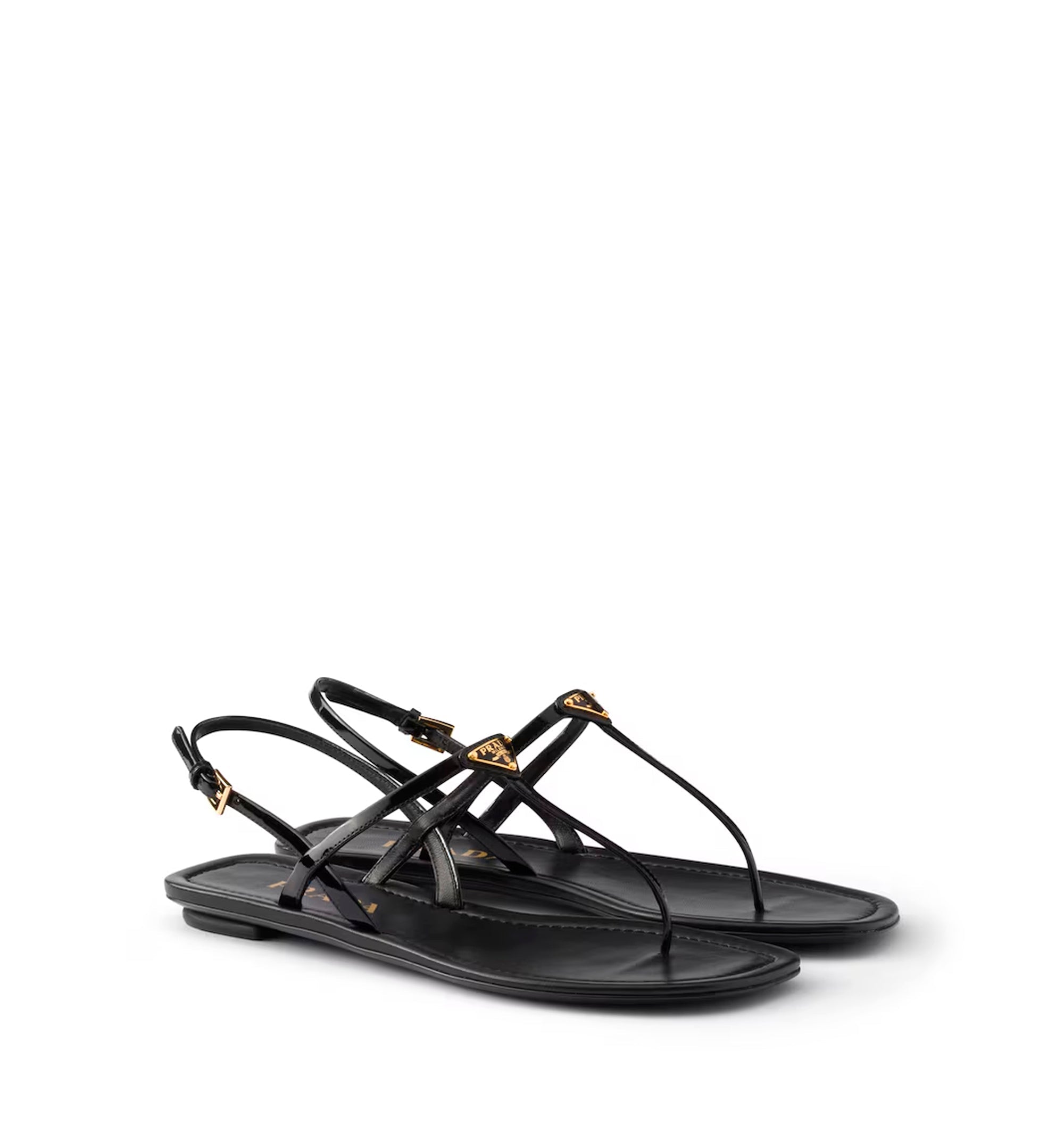 Patent leather thong sandals