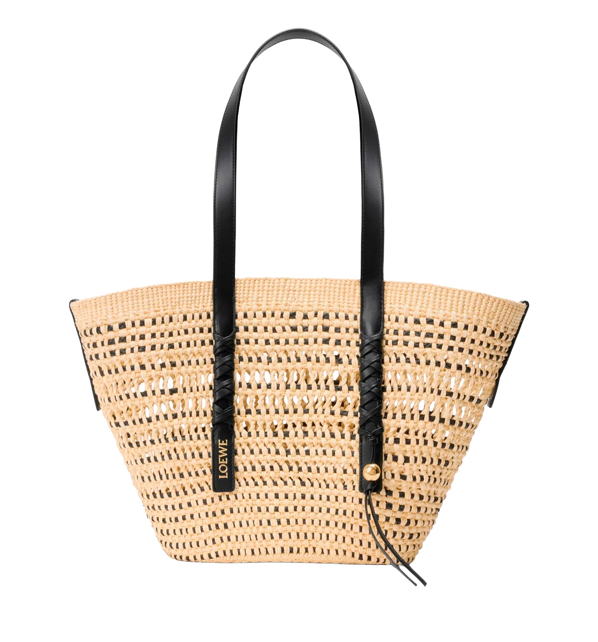 Medium Braid basket in iraca palm and calfskin