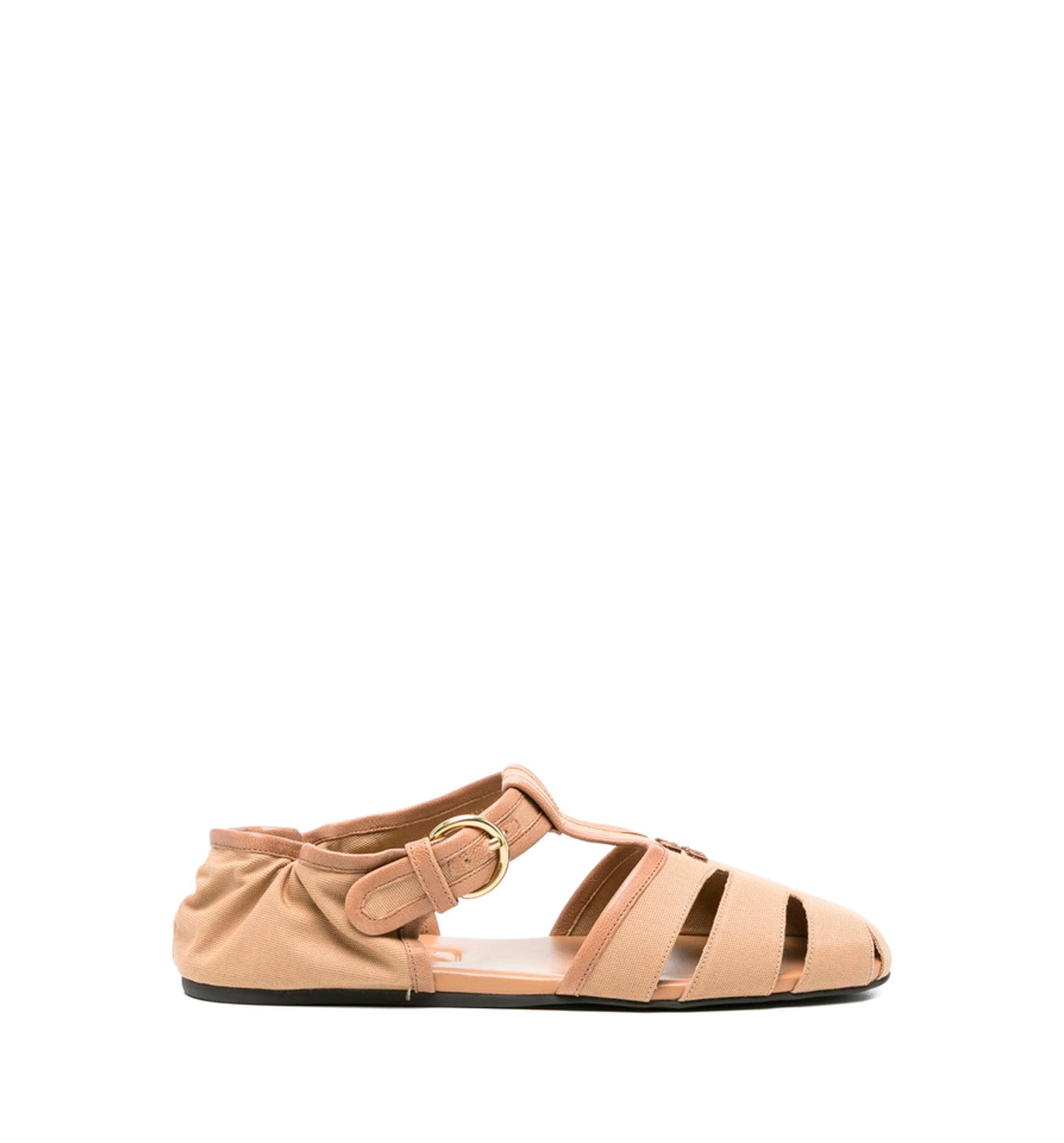 Ruches cotton and nappa leather fisherman sandals