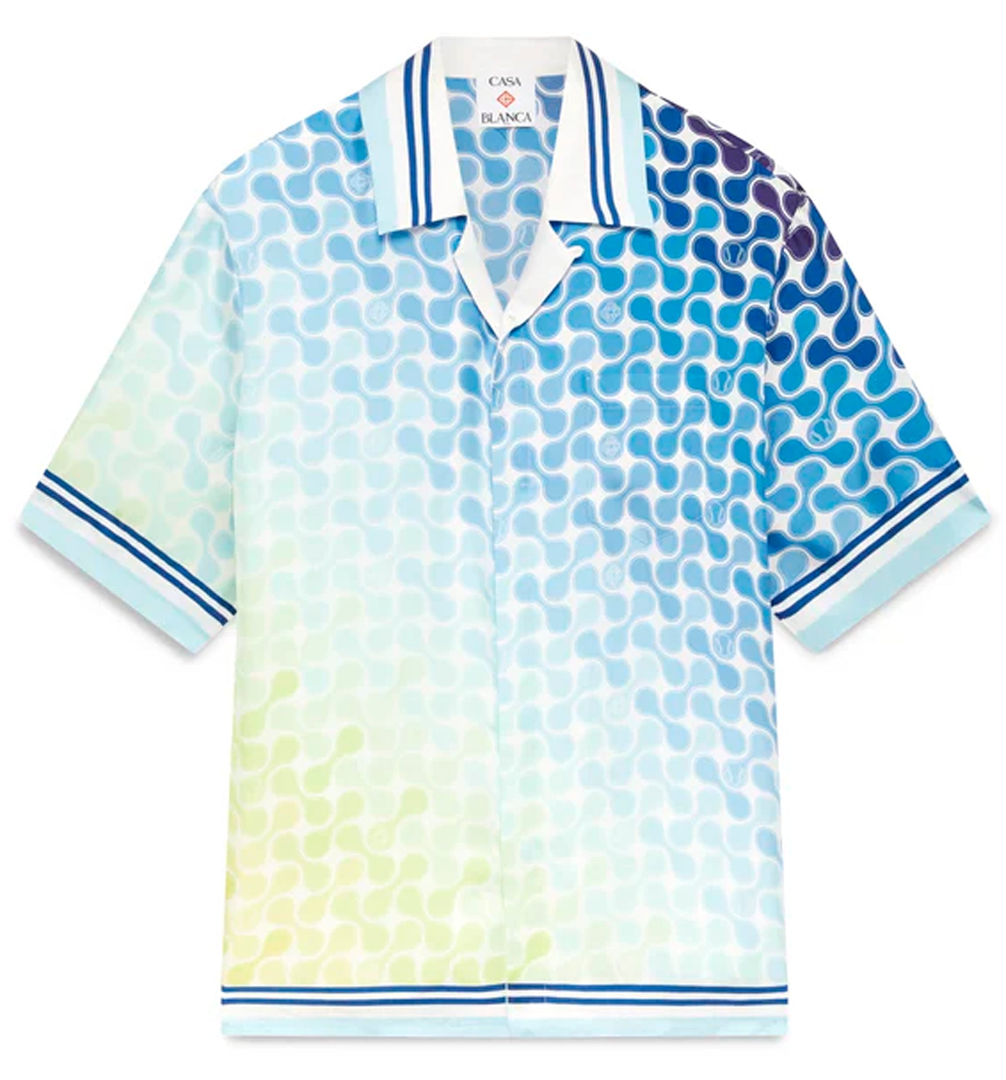 Gradient Tennis Tile Short Sleeve Silk Shirt