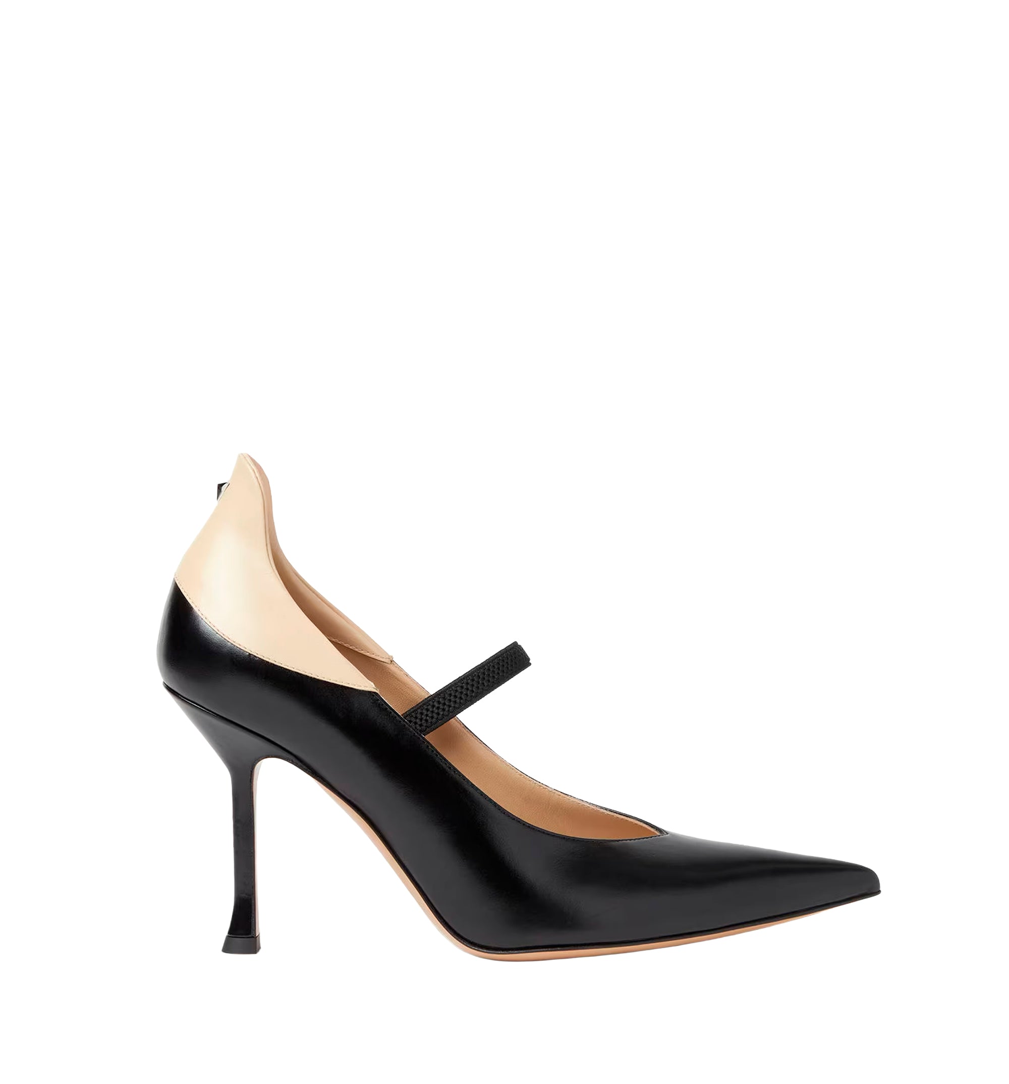 Black and beige leather court shoes