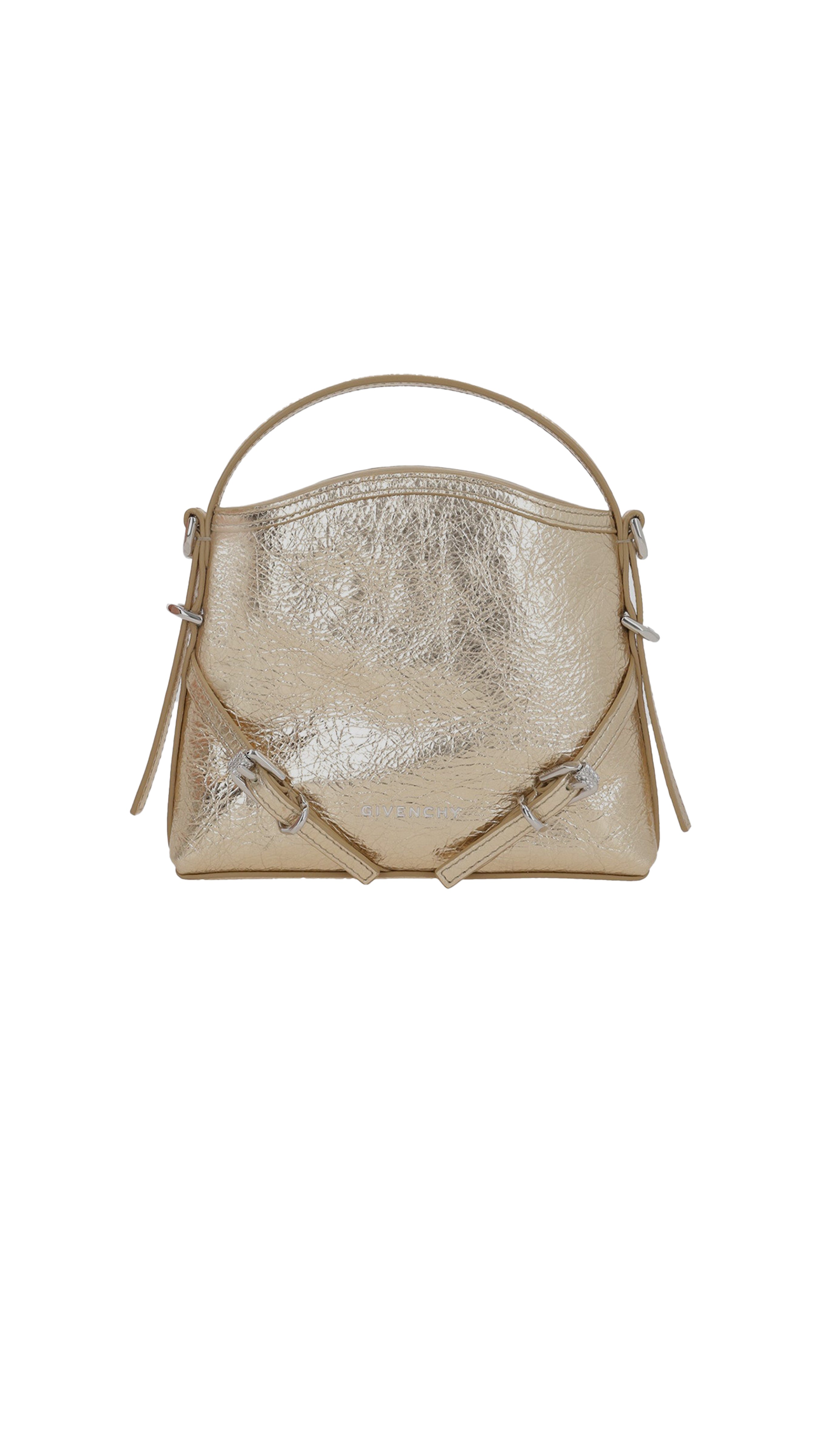 Nano Voyou Bag In Laminated Leather - Golden Sand