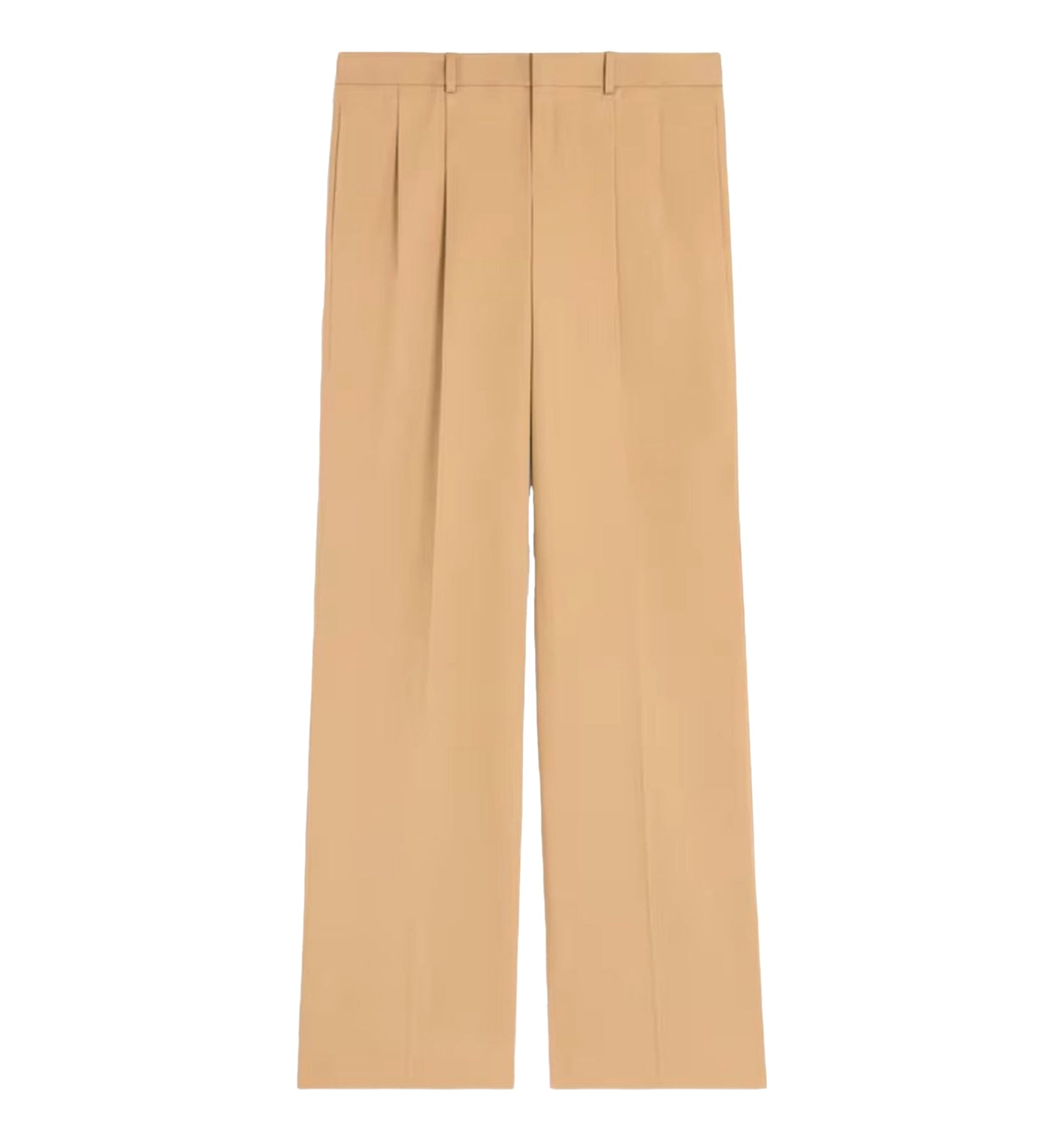 Pleated Trousers In Cotton Canvas - Beige