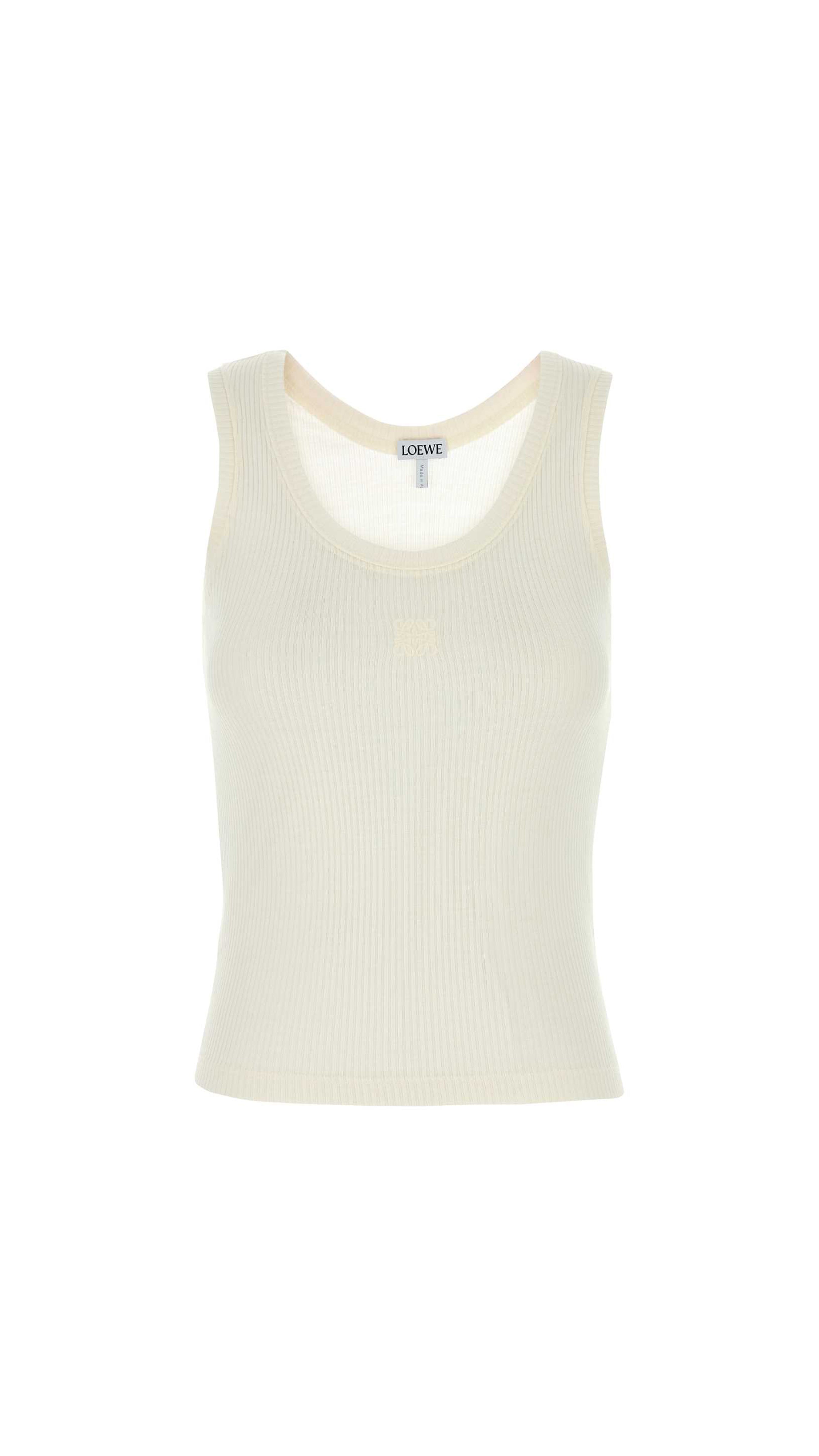 Anagram Tank Top in Silk - Soft White