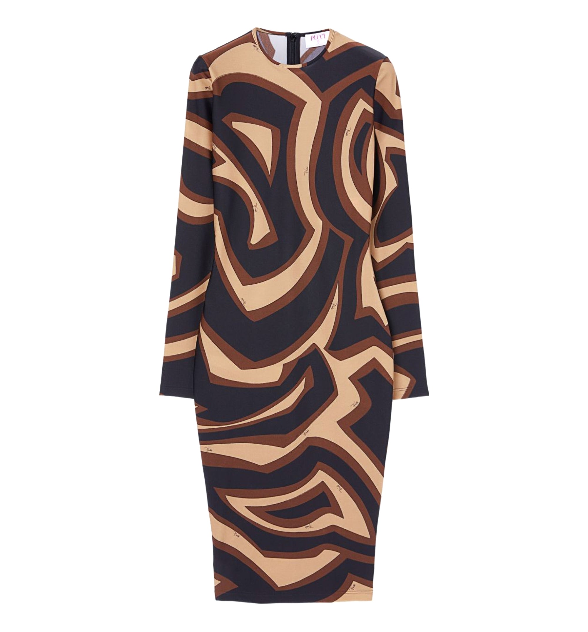 Labirinto Print Lycra Dress - Black / Gold