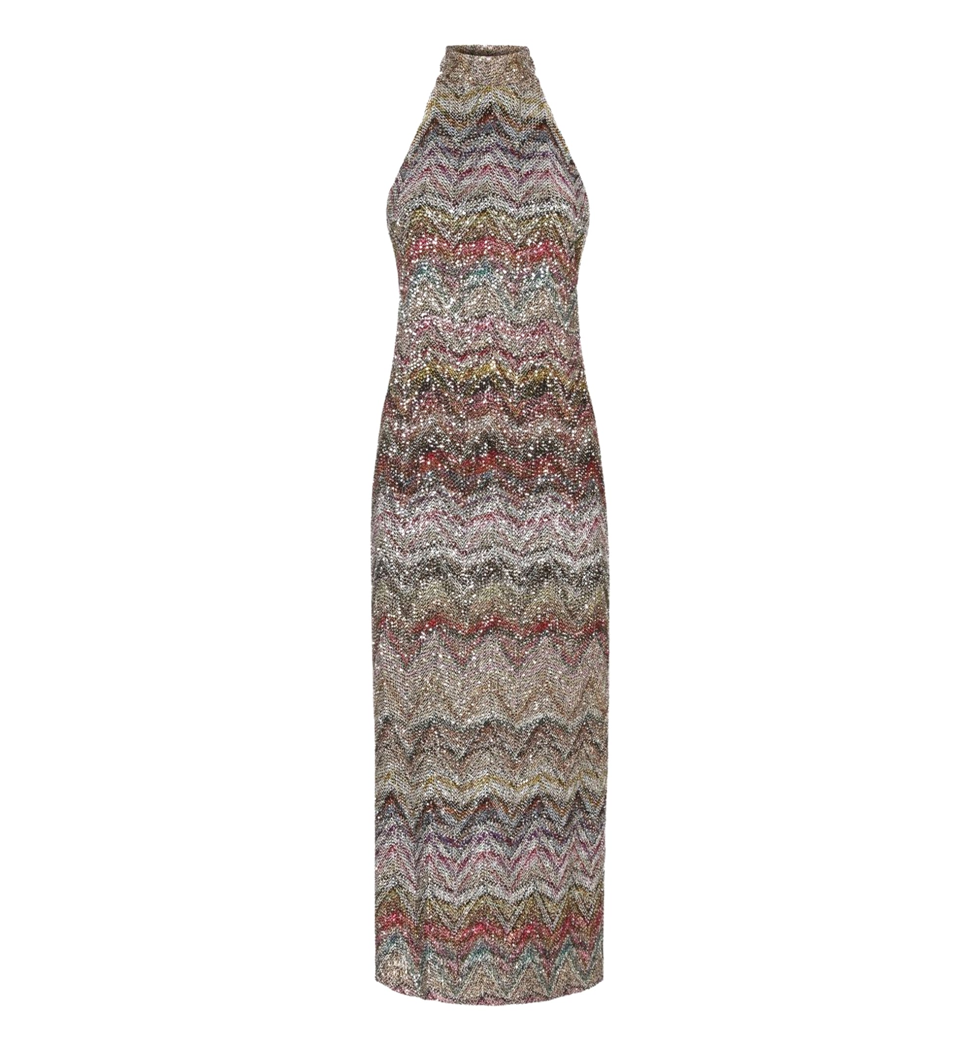 Midi Dress With Halter Neck - Multicolor