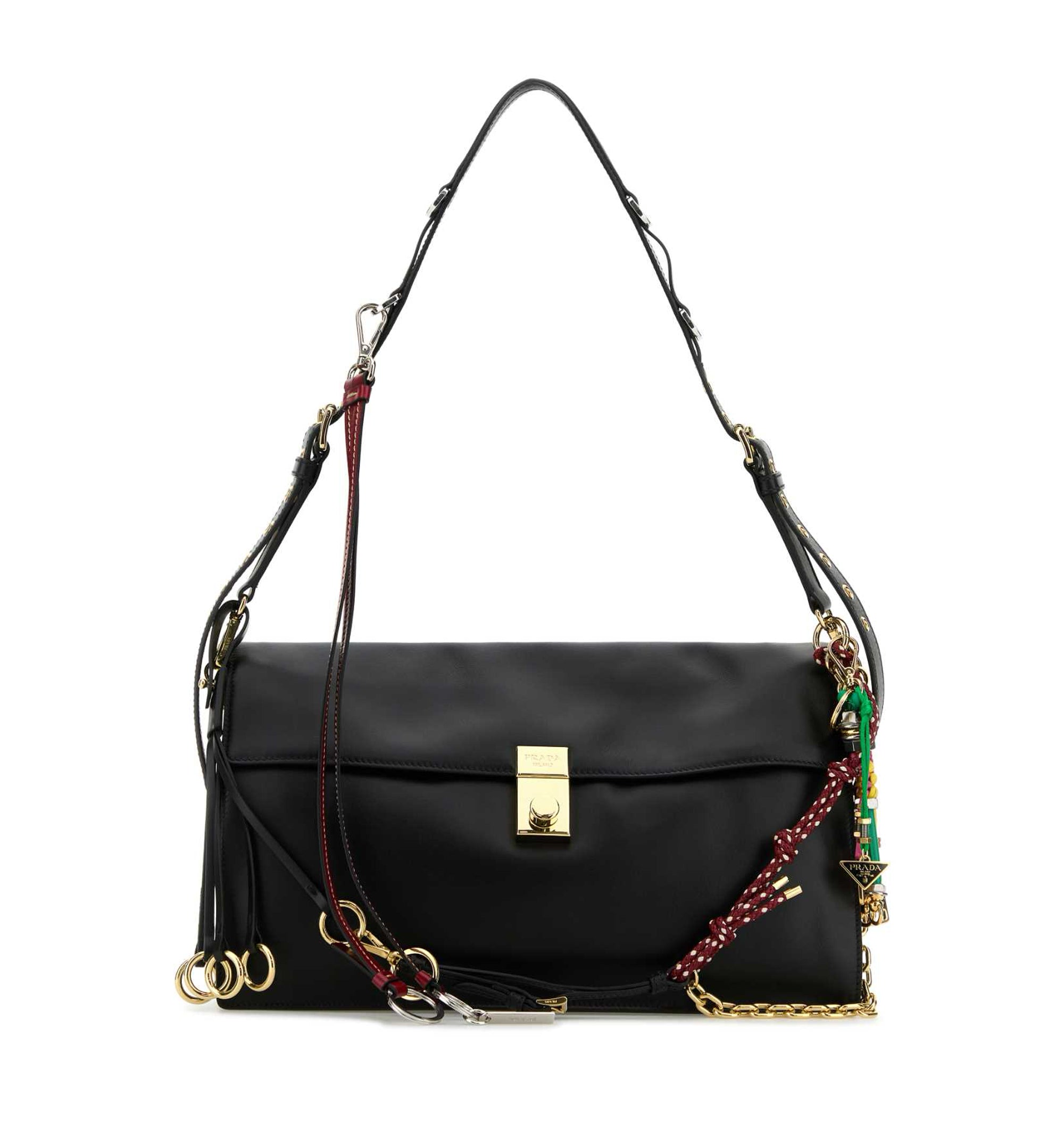 Soft Sound large leather shoulder bag with charms