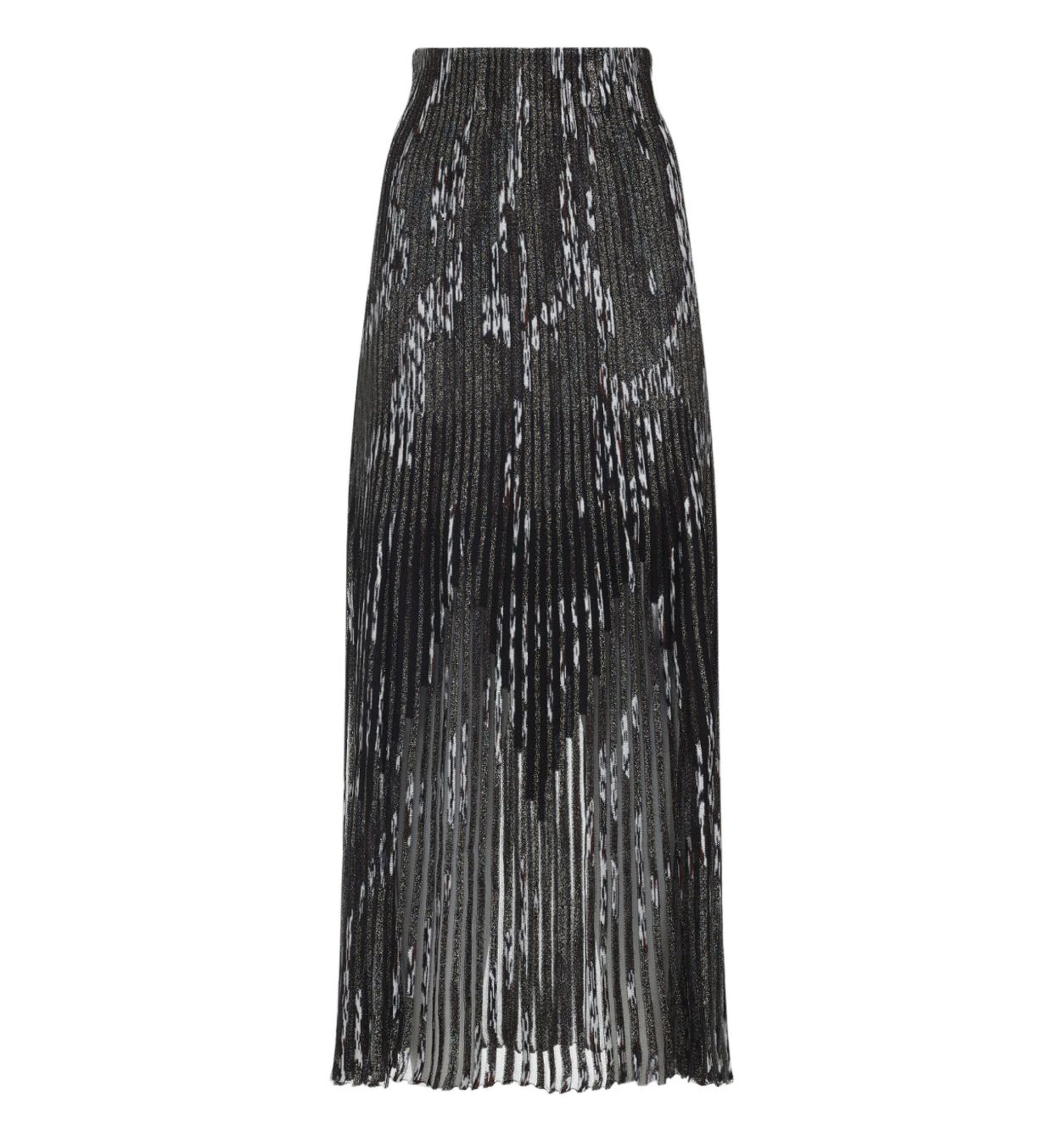 Pleated Long Skirt - Silver / Grey