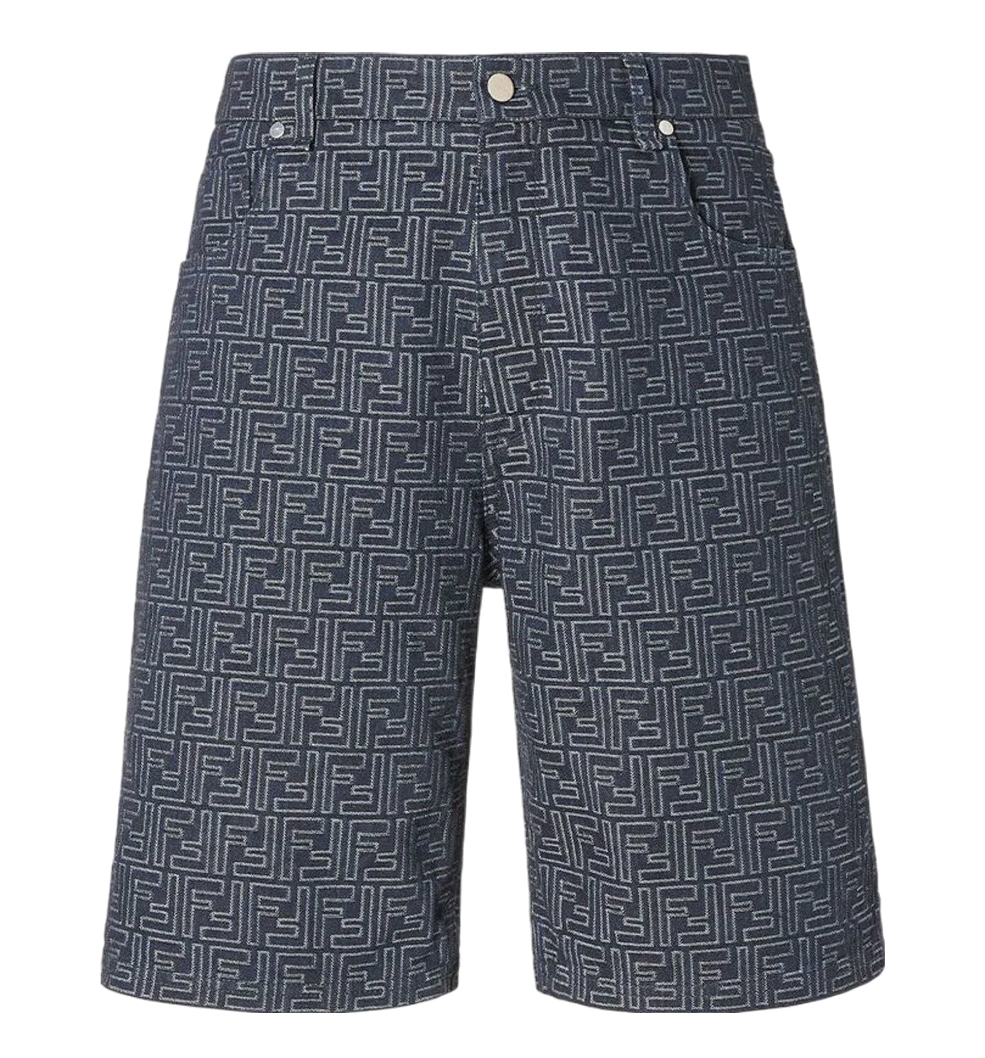 Ff Jacquard Denim Shorts