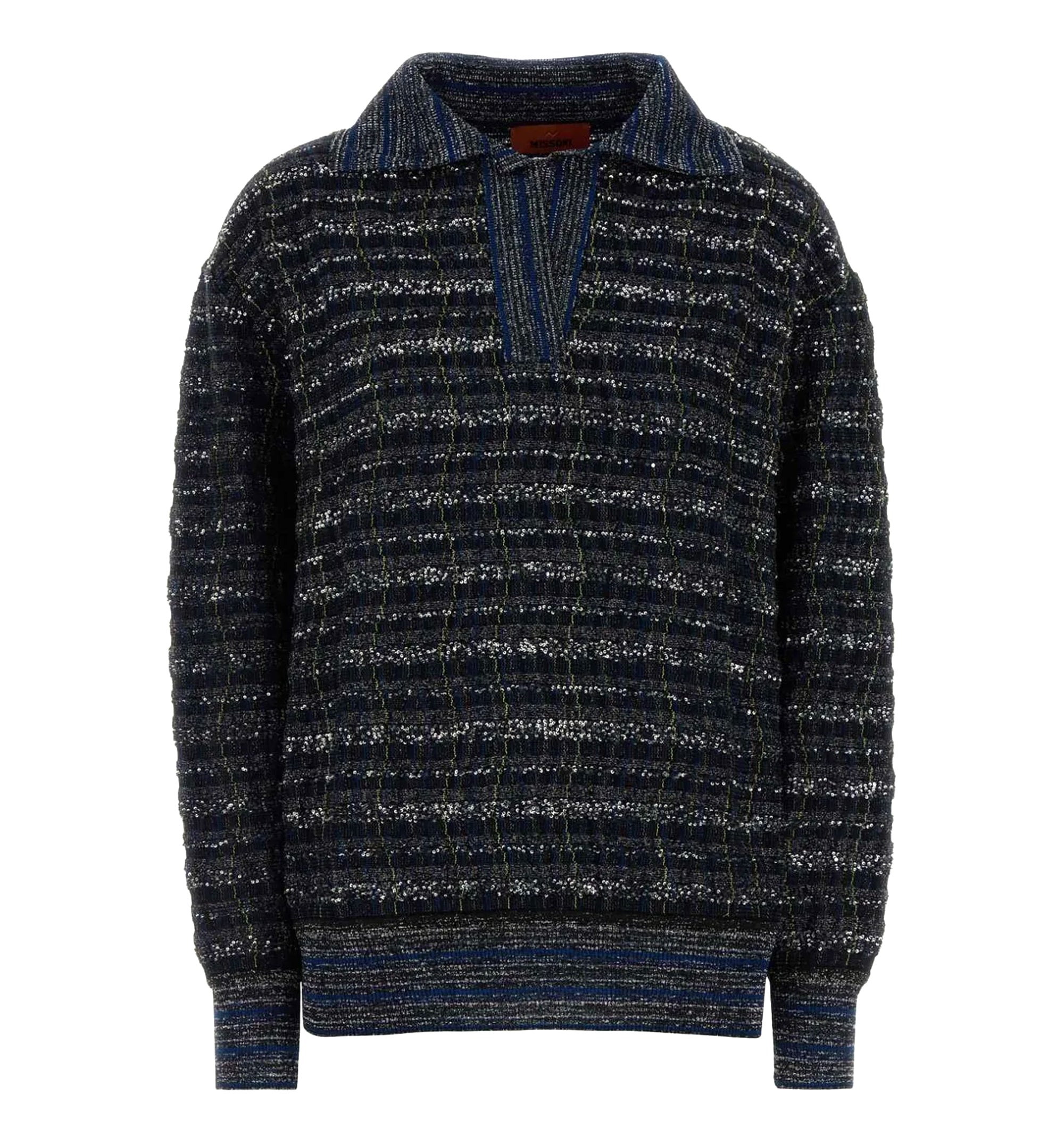 Striped Knitted Jumper - Black / Blue
