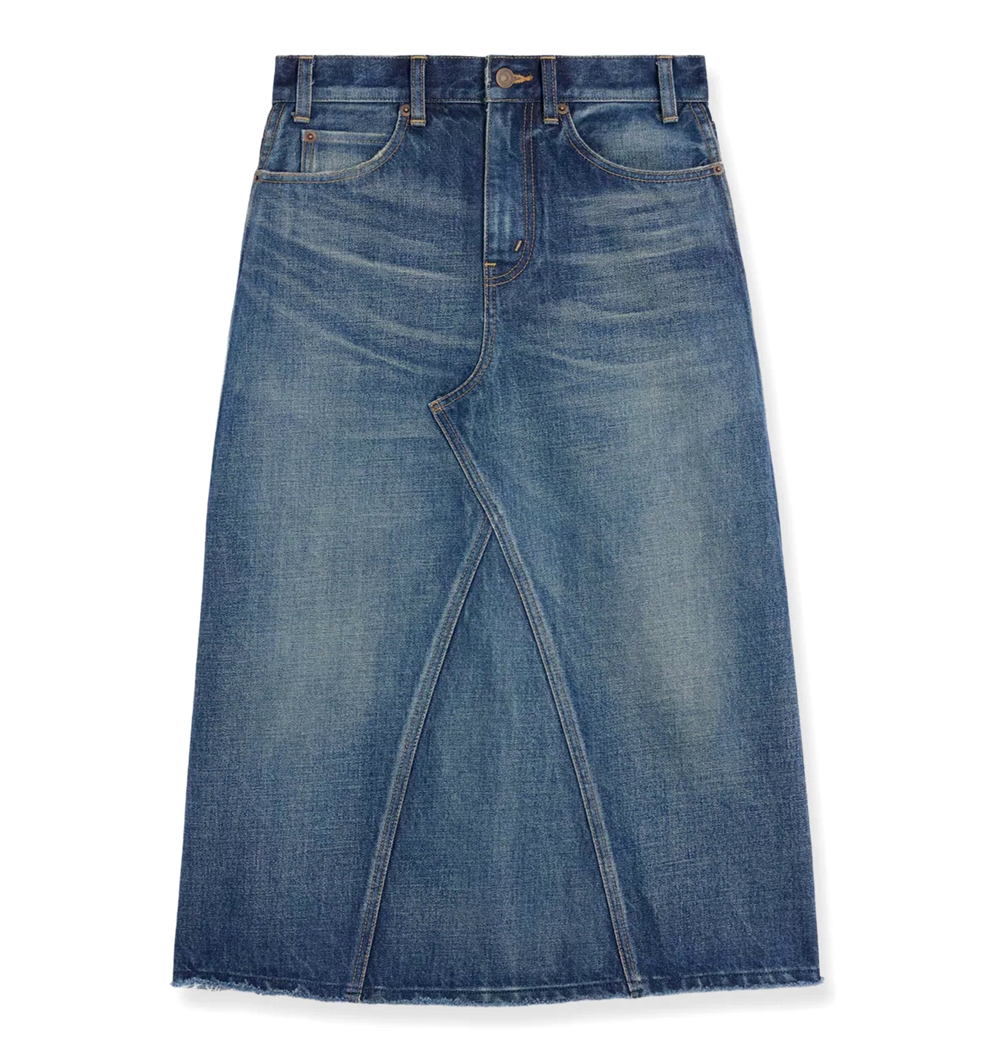 Midi Skirt in Denim - Dark Union Wash