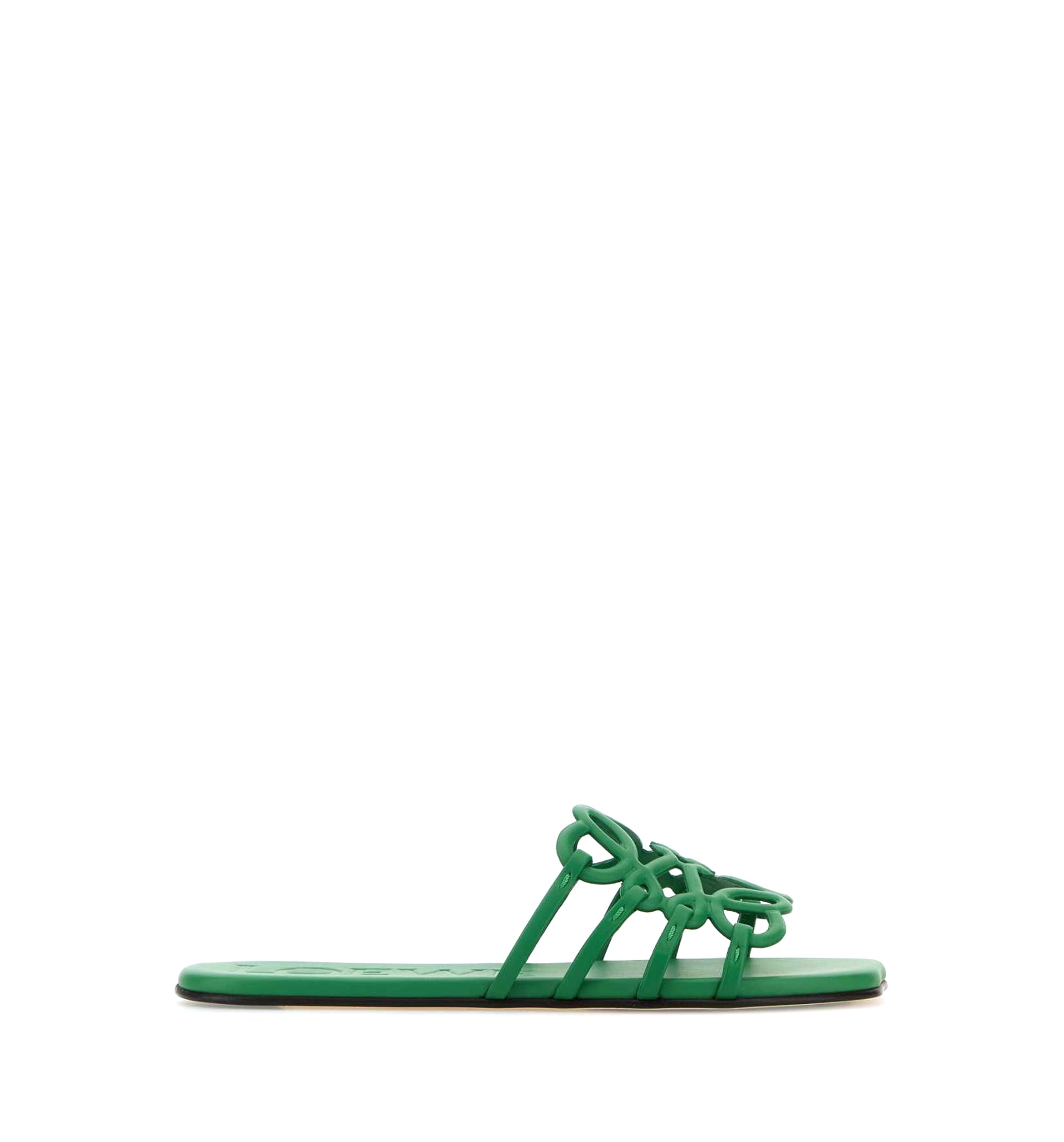 Petal Anagram Slide in Soft Calfskin