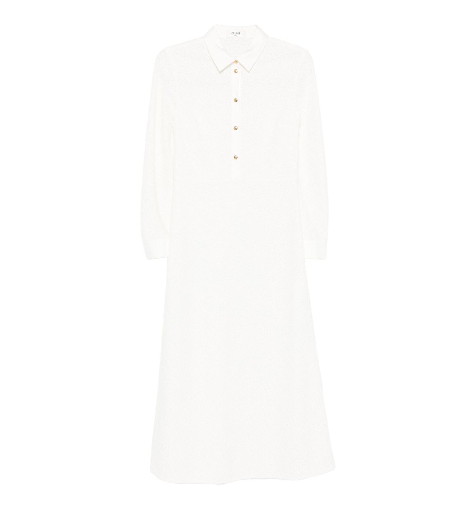 Midi Polo Dress In Crochet Cotton - Ivory