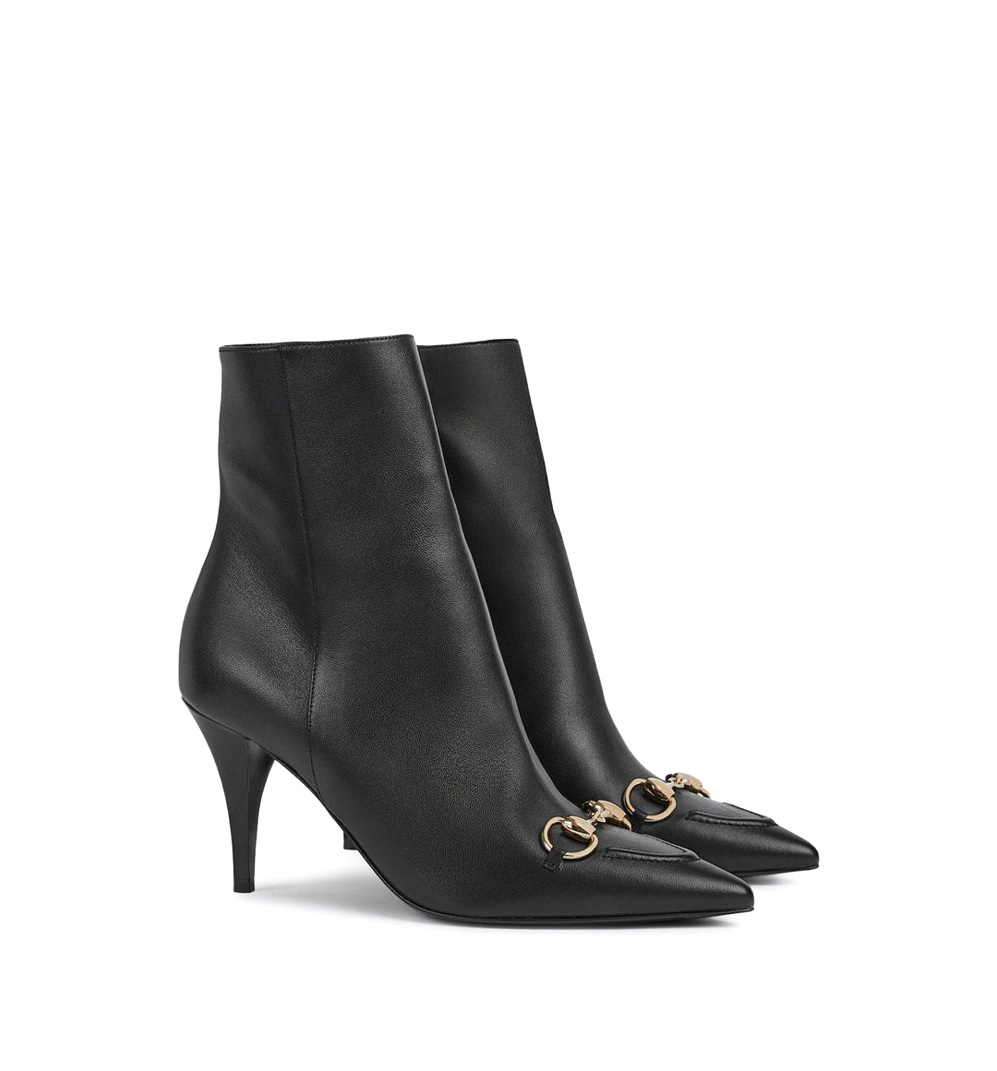 Leather Ankle Boots With Horsepiece