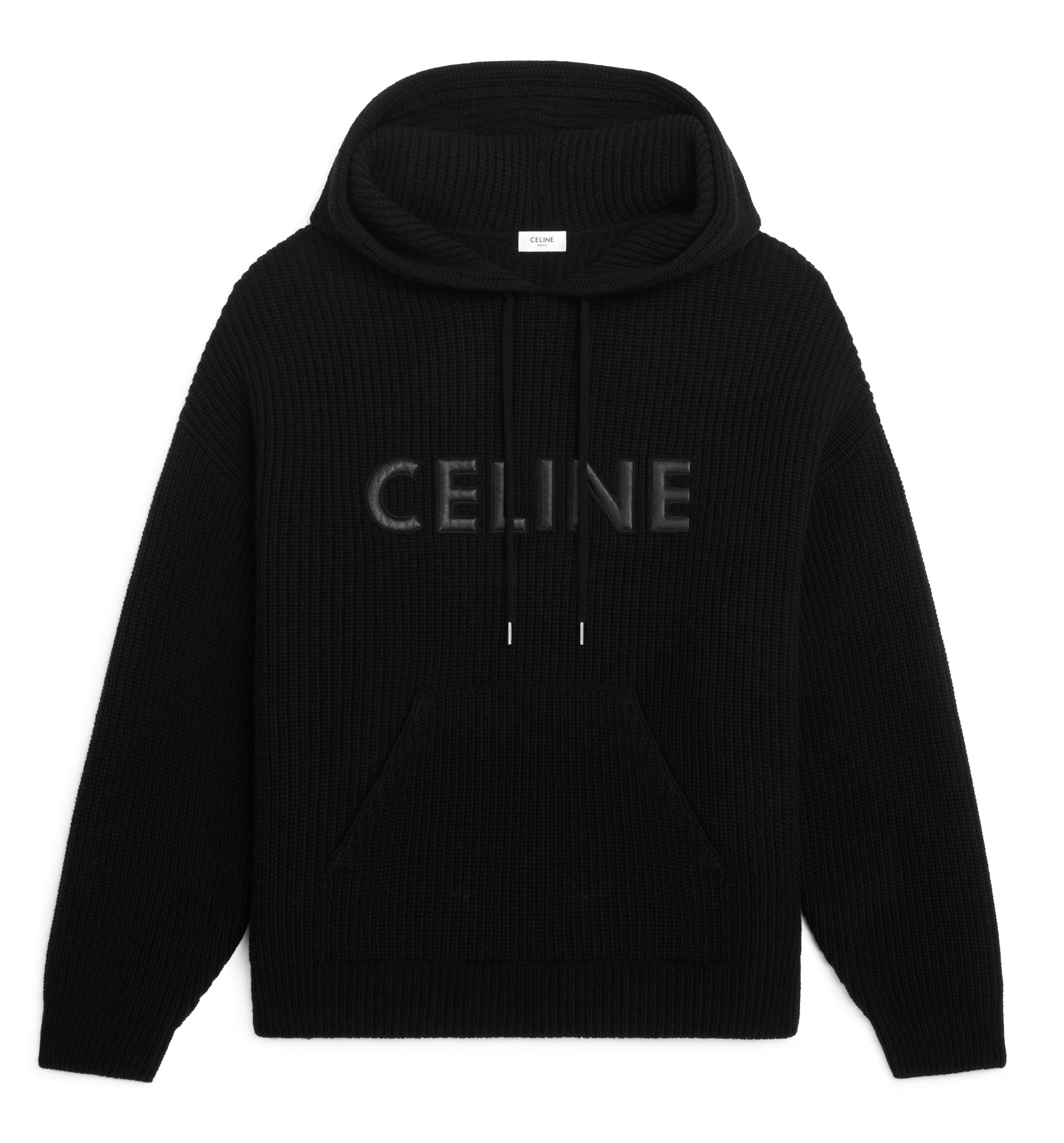 Hooded Sweater in Monochromic Wool - Black