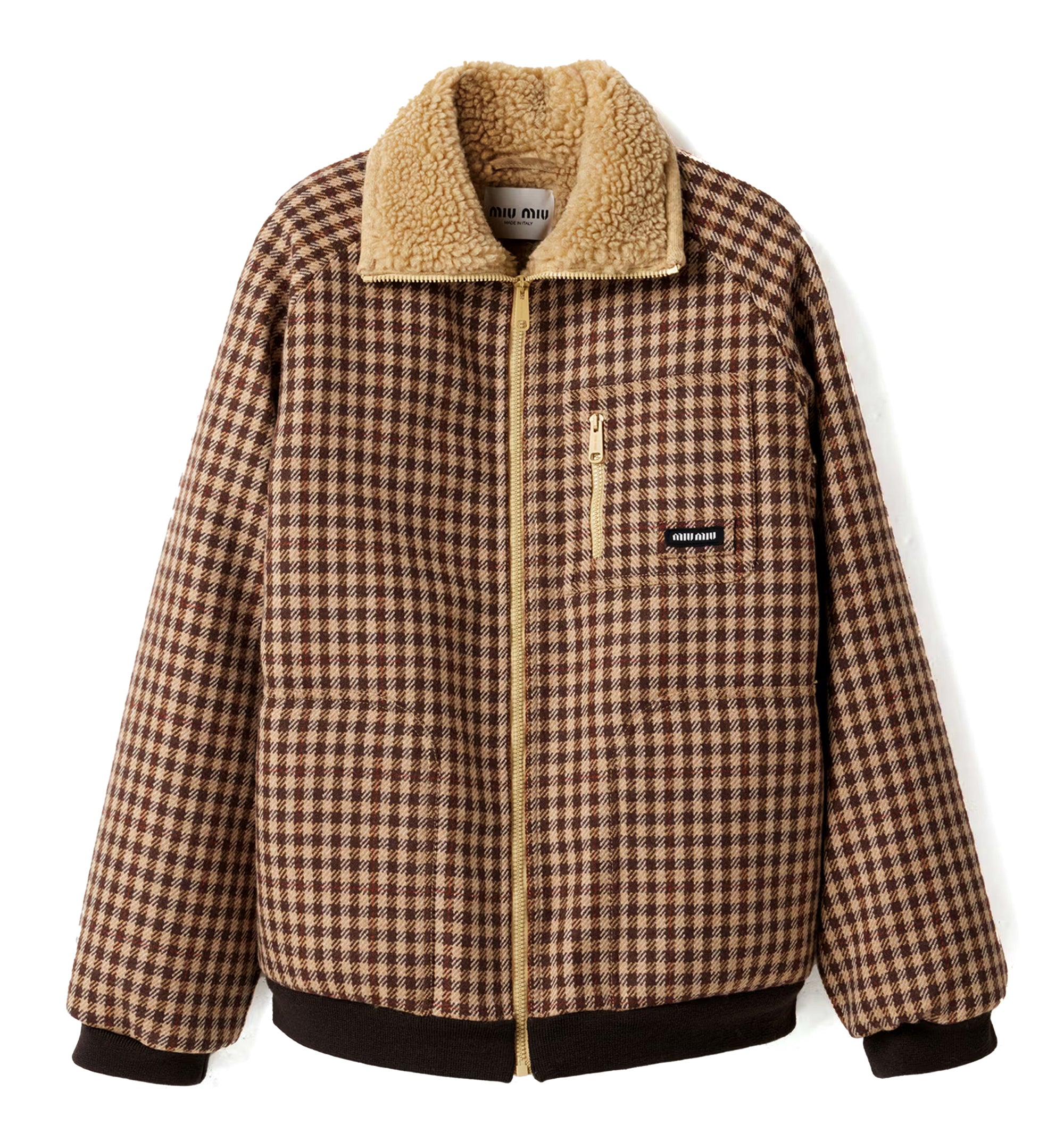 Fleece-lined Checked Blouson Jacket