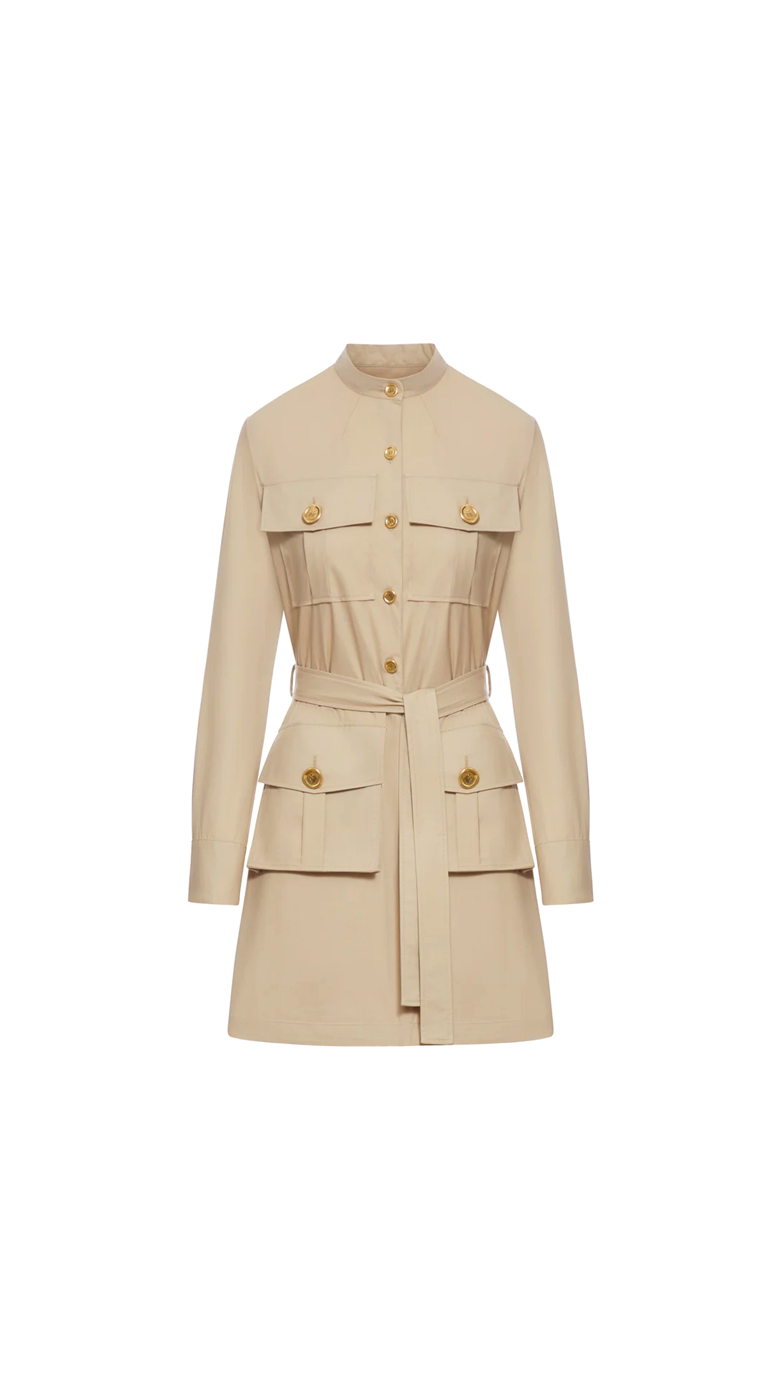 Safari Dress In Poplin - Taupe