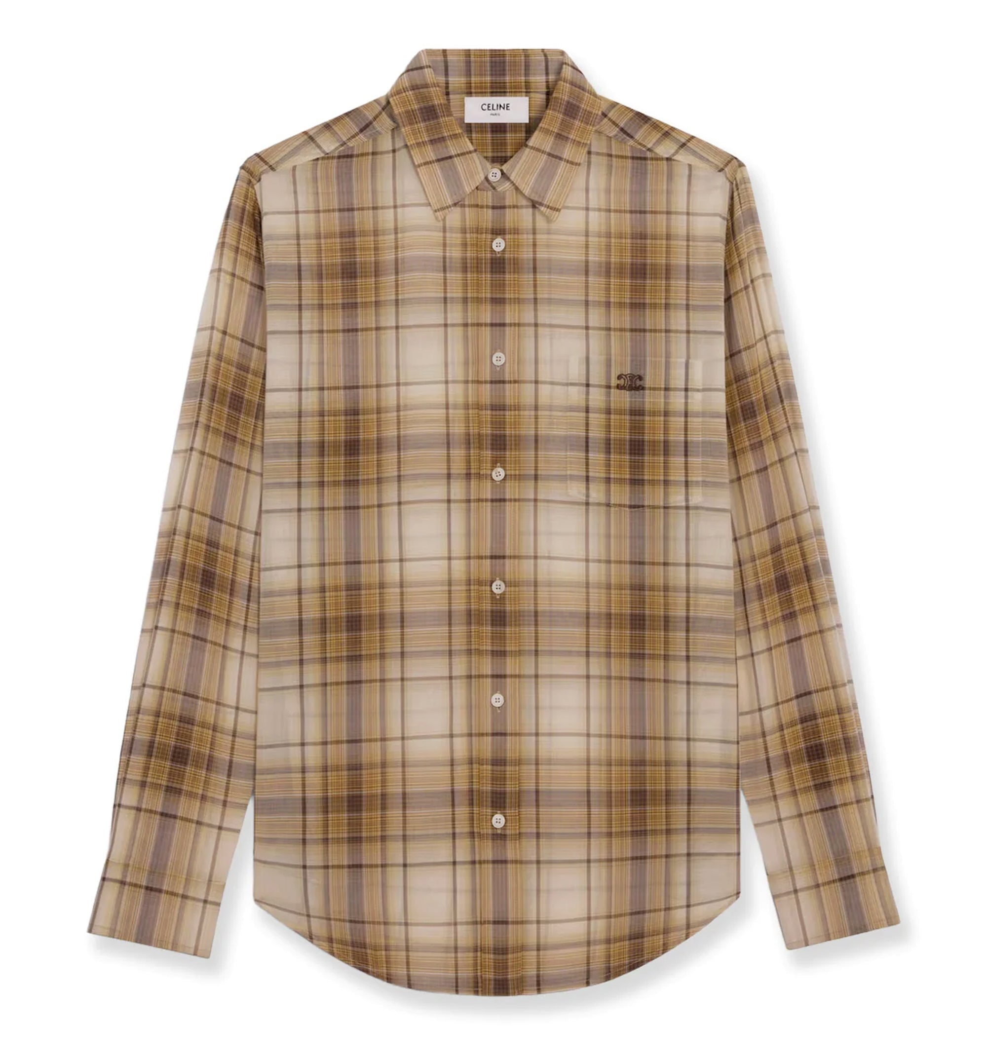 Checked Cotton Shirt - Beige