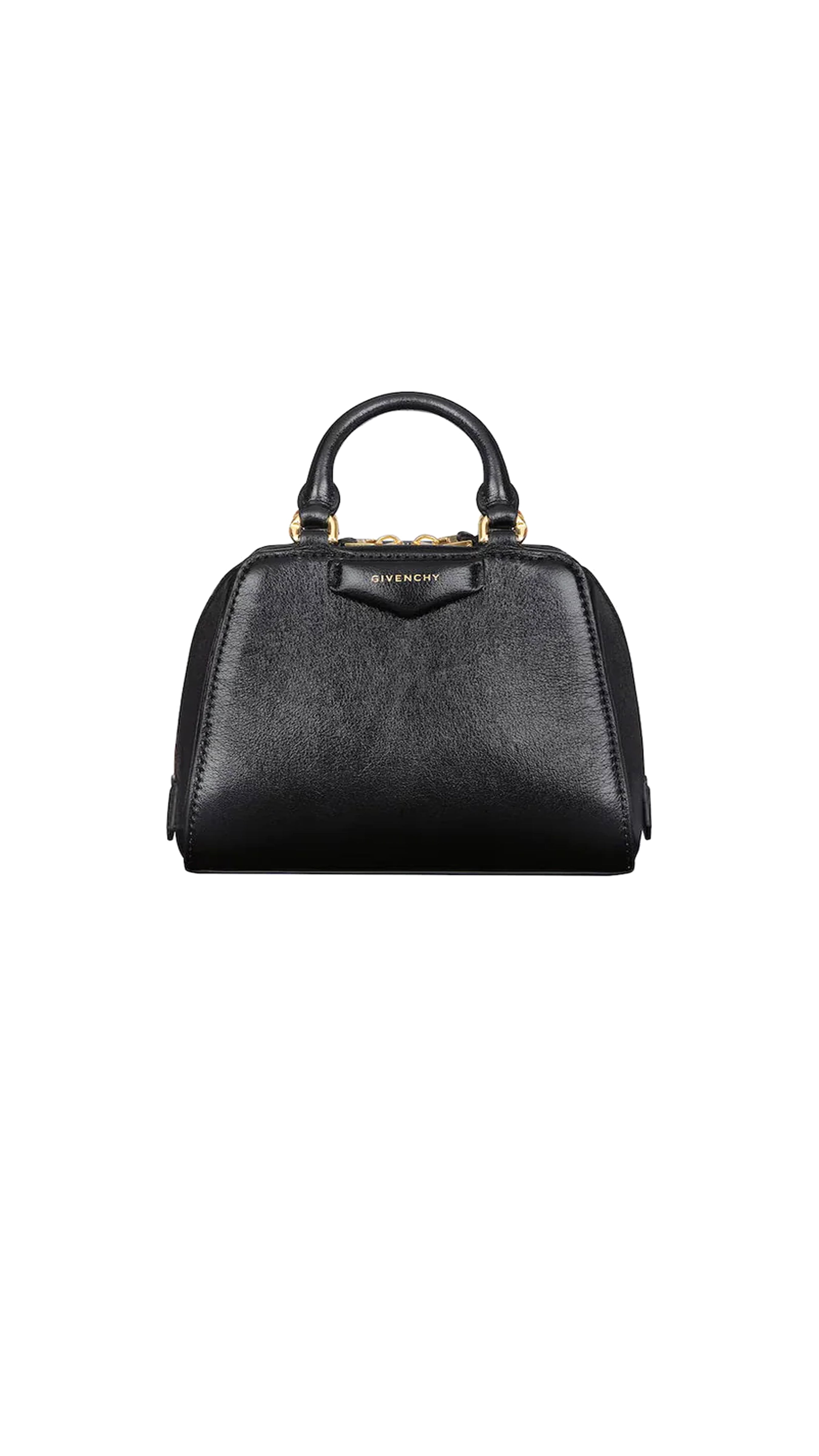 Nano Antigona Cube Bag in Leather- Black