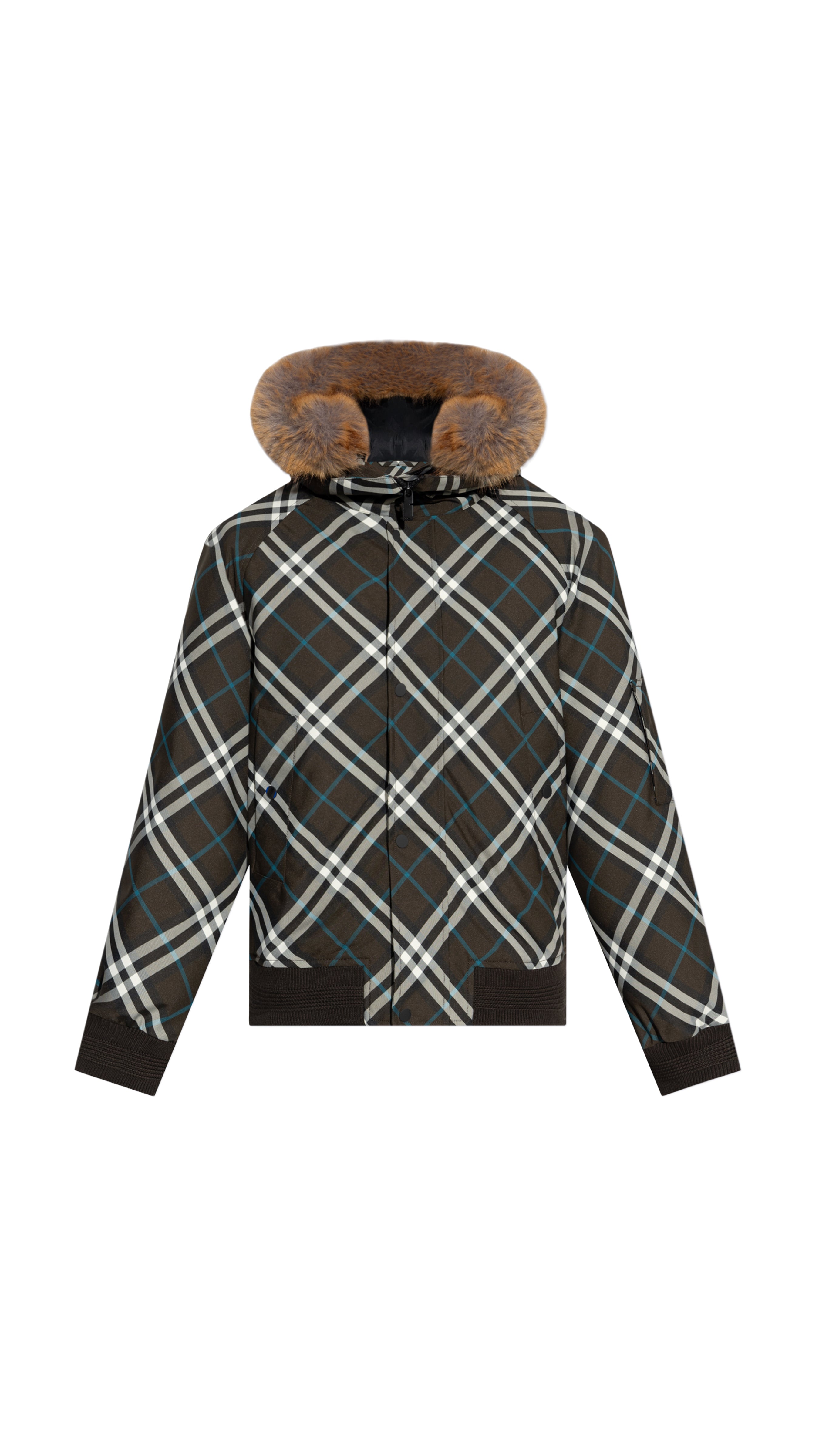Checked Hooded Puffer Jacket - Multicolour