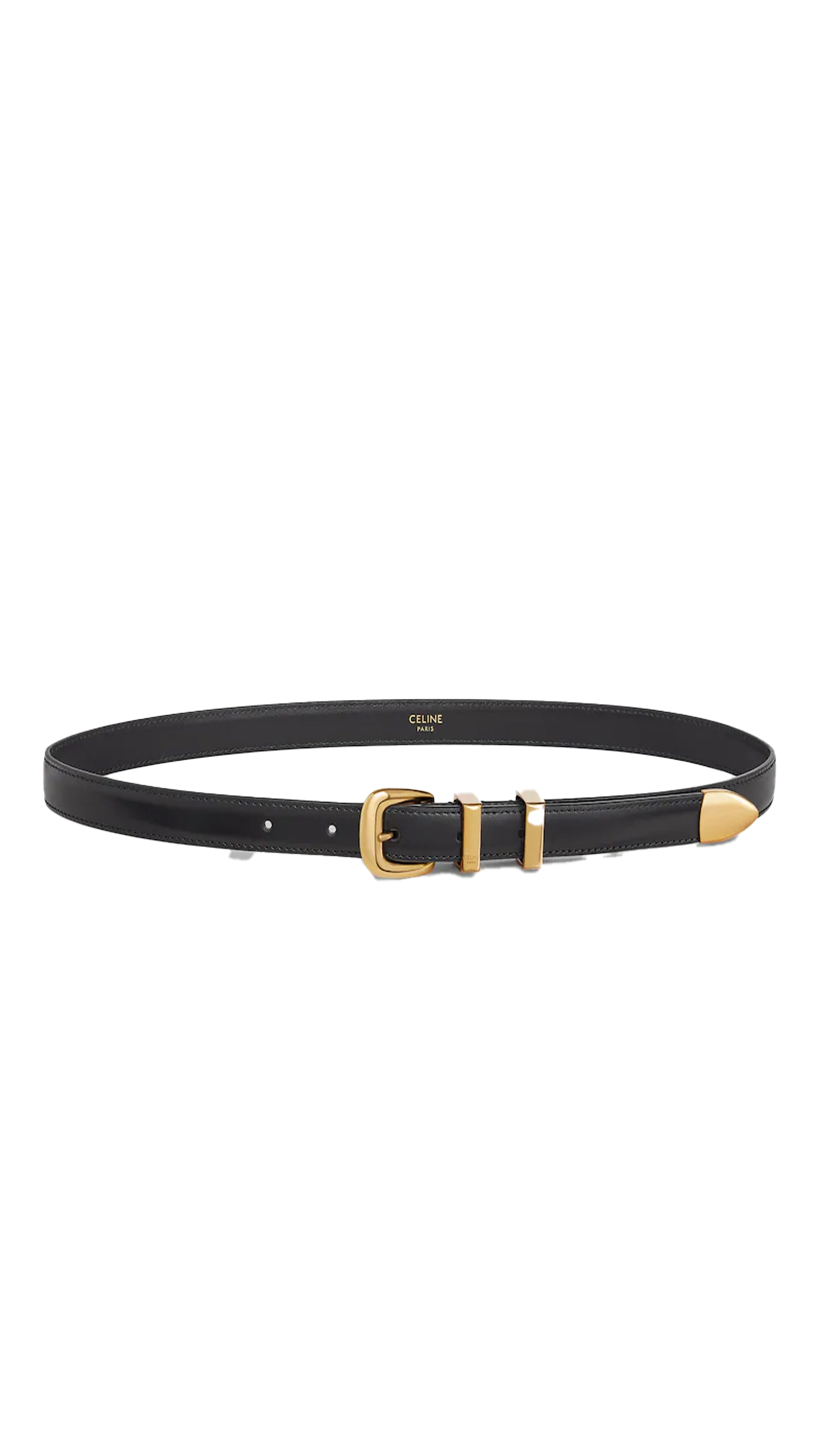 Small 18mm Western Belt In Taurillon Leather - Black