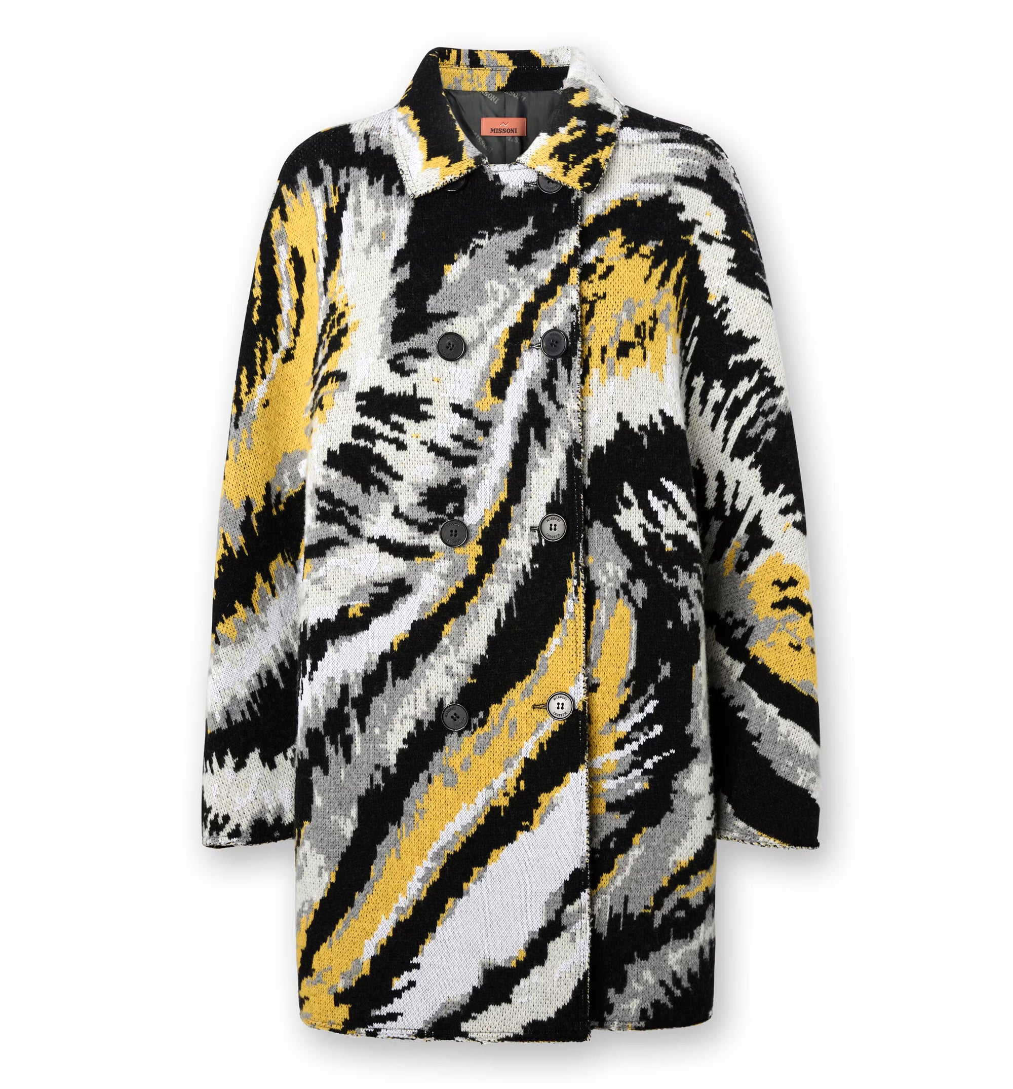 Double-breasted Caban With Tiger Pattern - Multicolor