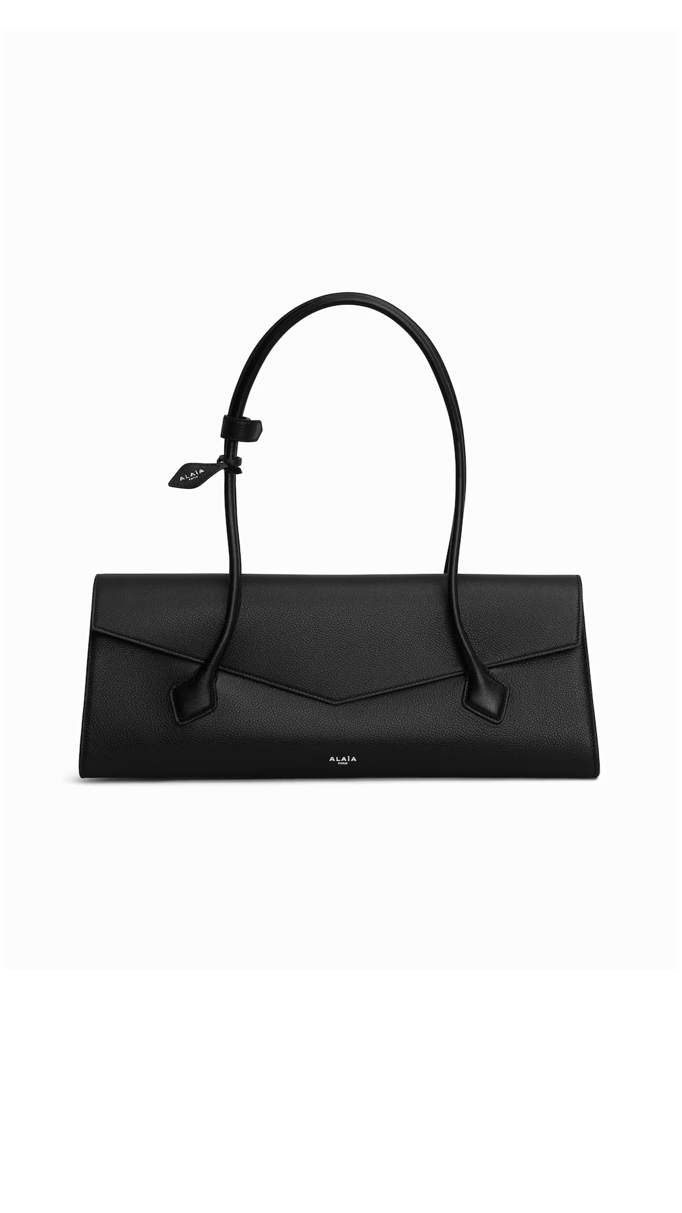 Le Teckel Flap Tote Bag In Shiny Grained Calfskin - Black