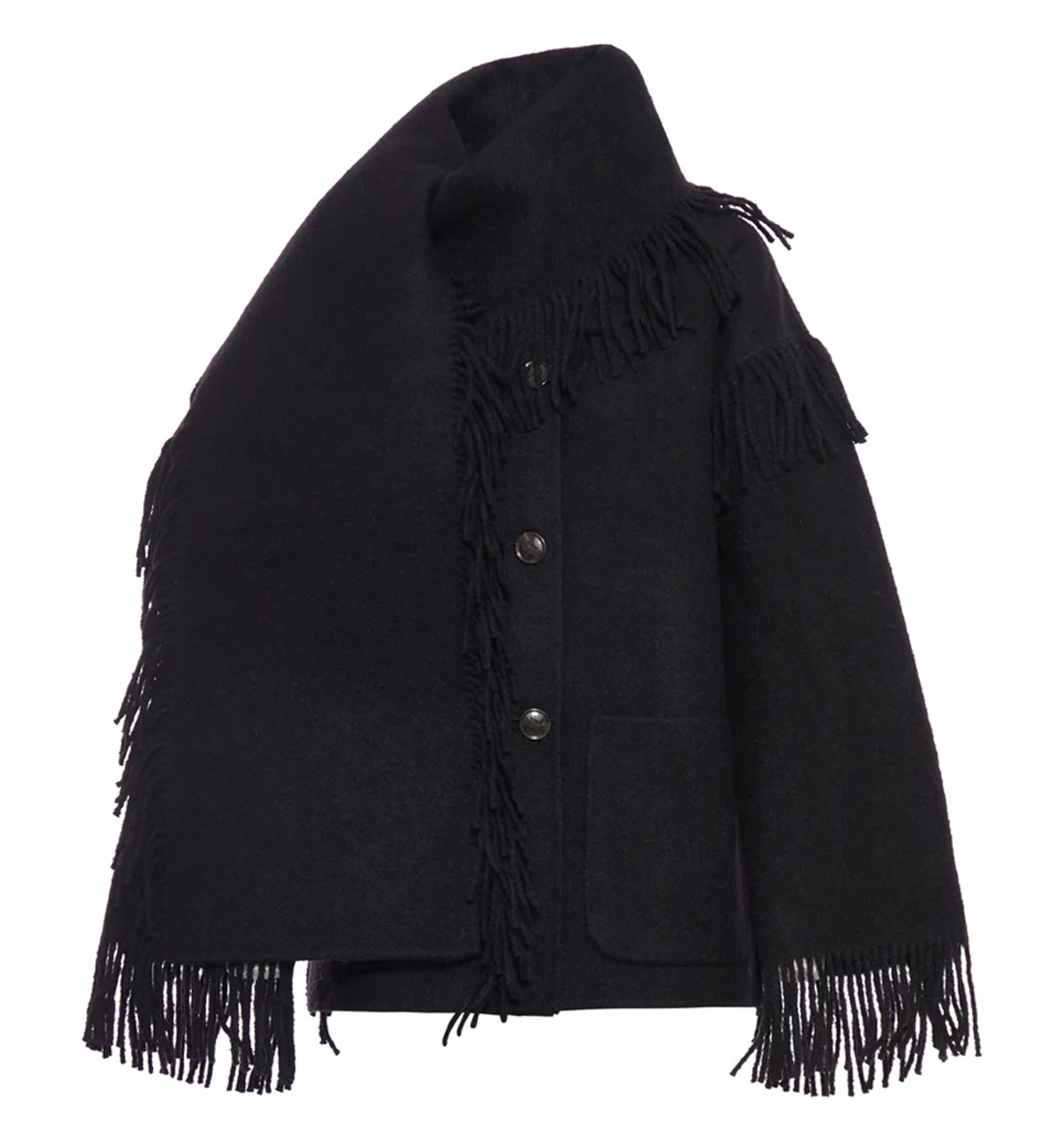 Jacket With Fringed Scarf