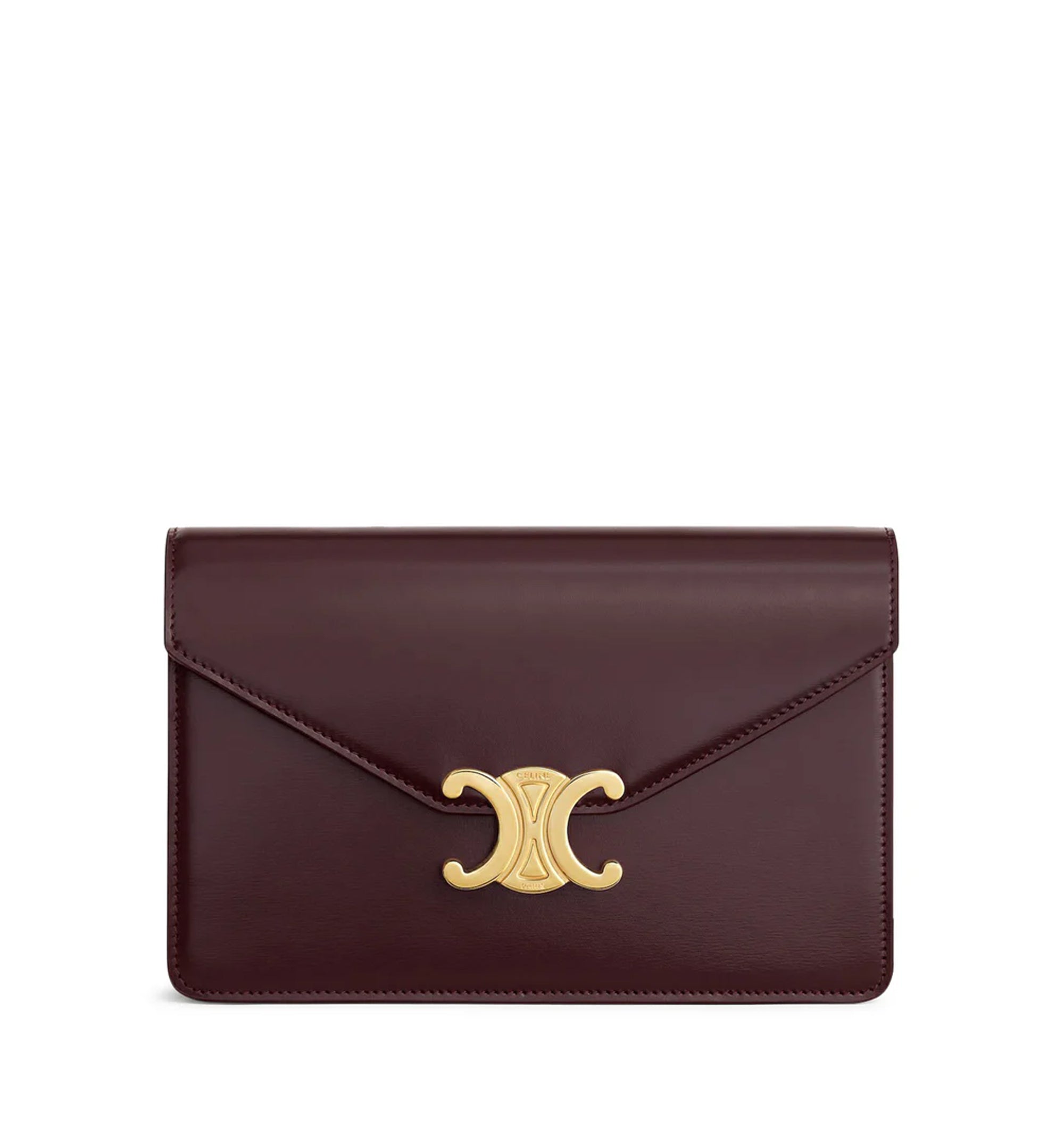 Margo Clutch With Chain In Burgundy Polished Calfskin
