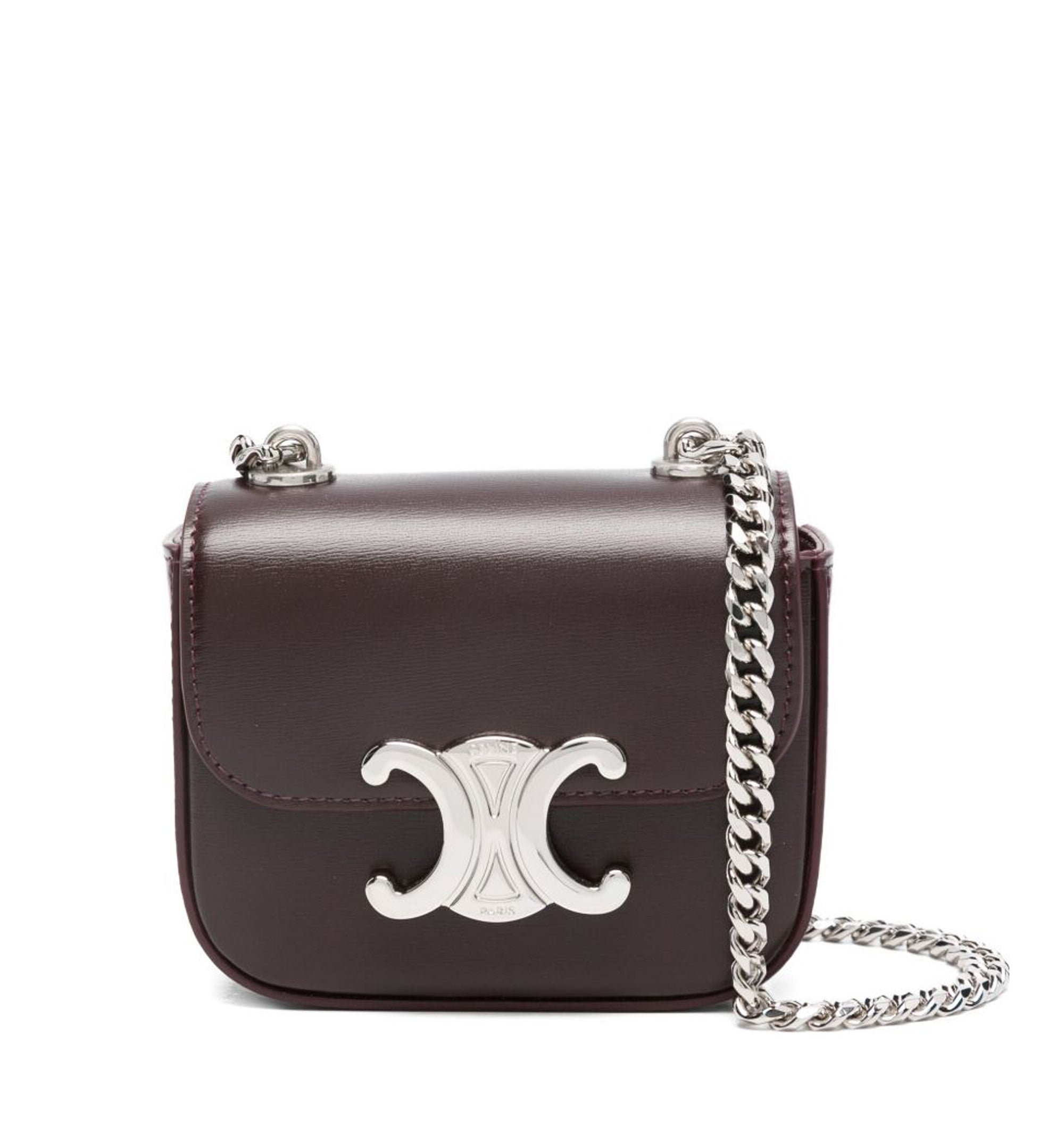 Mini Chain Claude in Shiny Calfin - Deep Burgundy